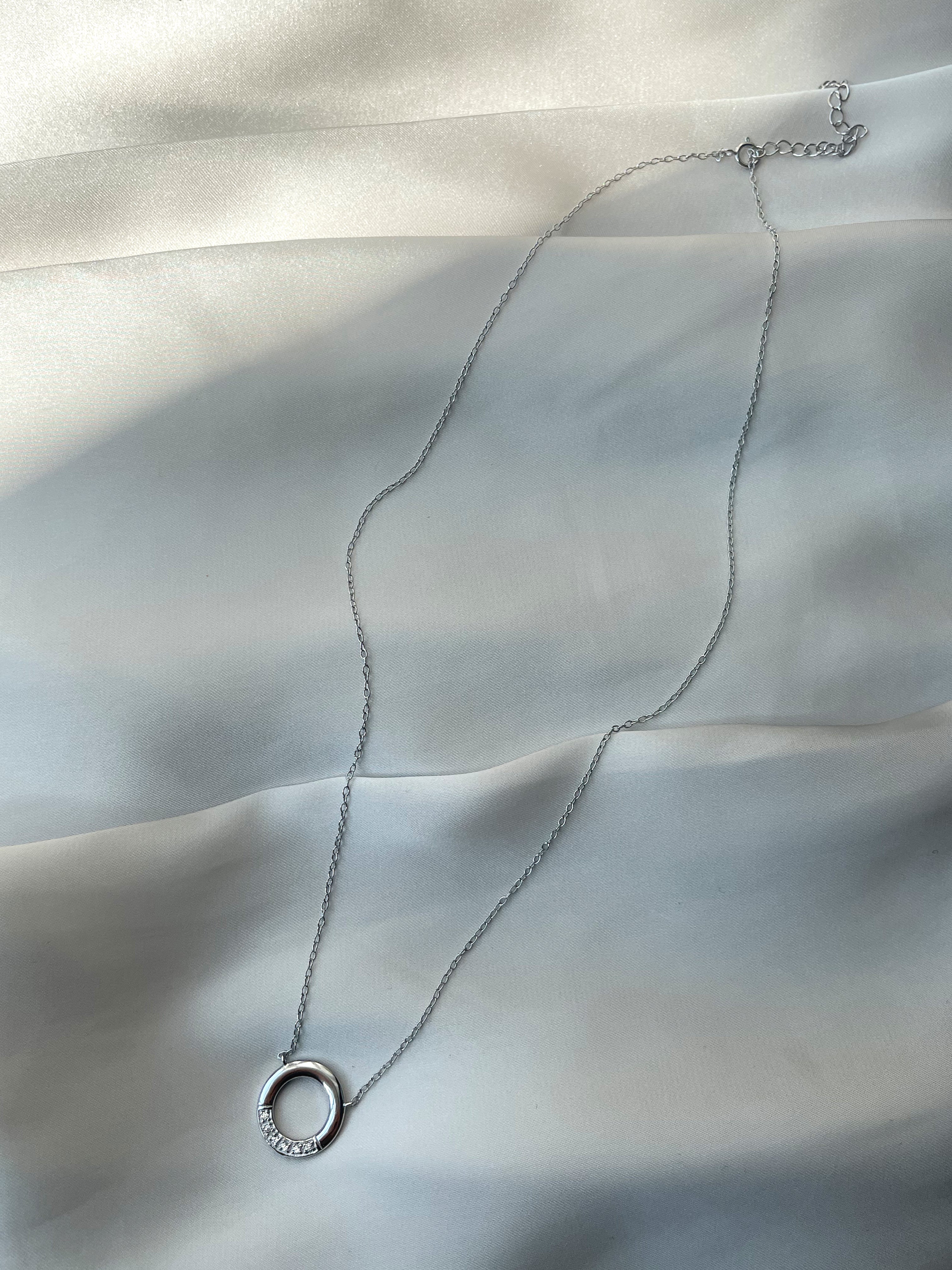 ADELE | S925 Sterling Silver I 18ct Gold/Platinum Plated I Cubic Zirconia | Circle Pendant Necklace