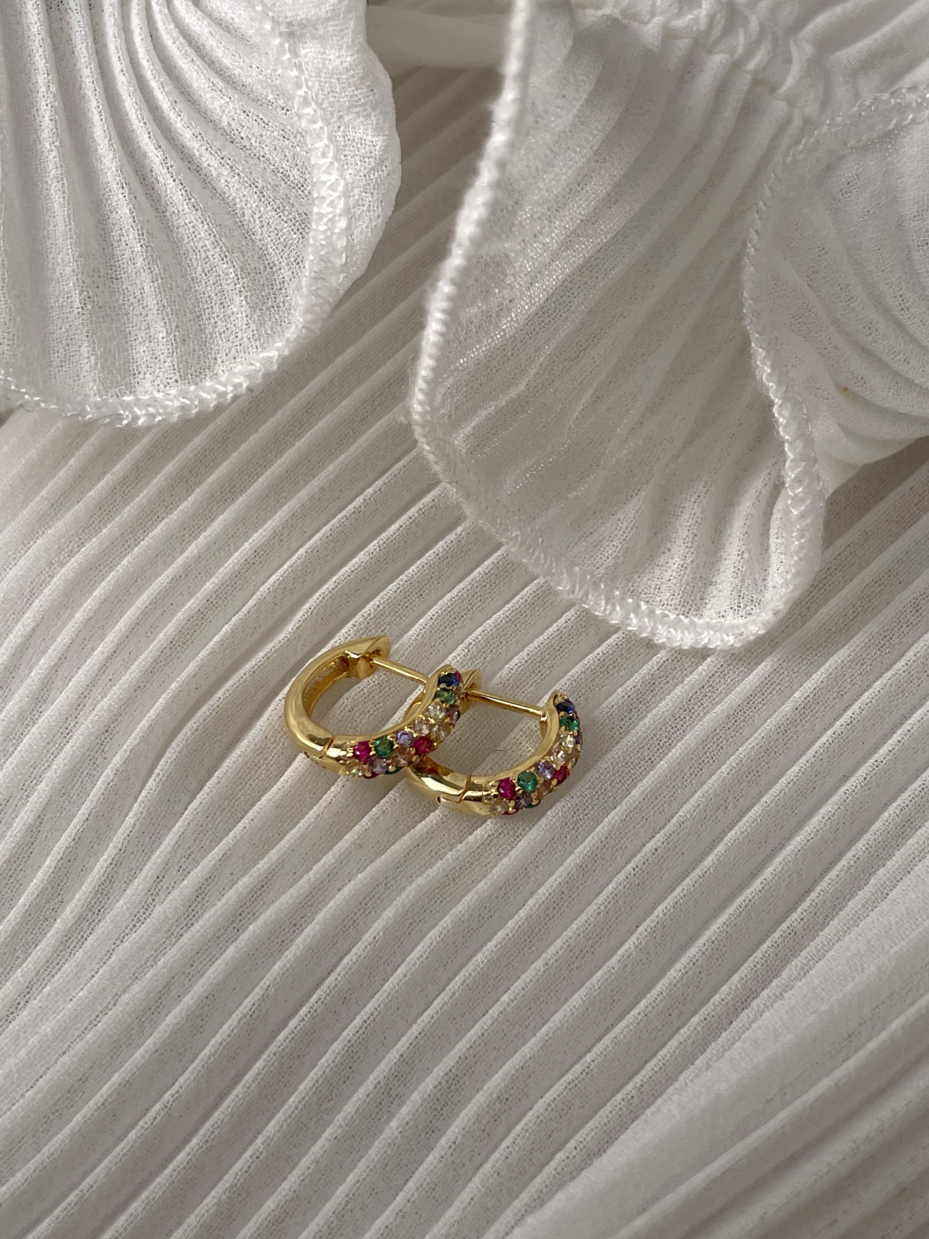 LAVERNA | S925 Sterling Silver | 18k Gold Plated I Cubic Zirconia | MultiColour Hoop | Earring