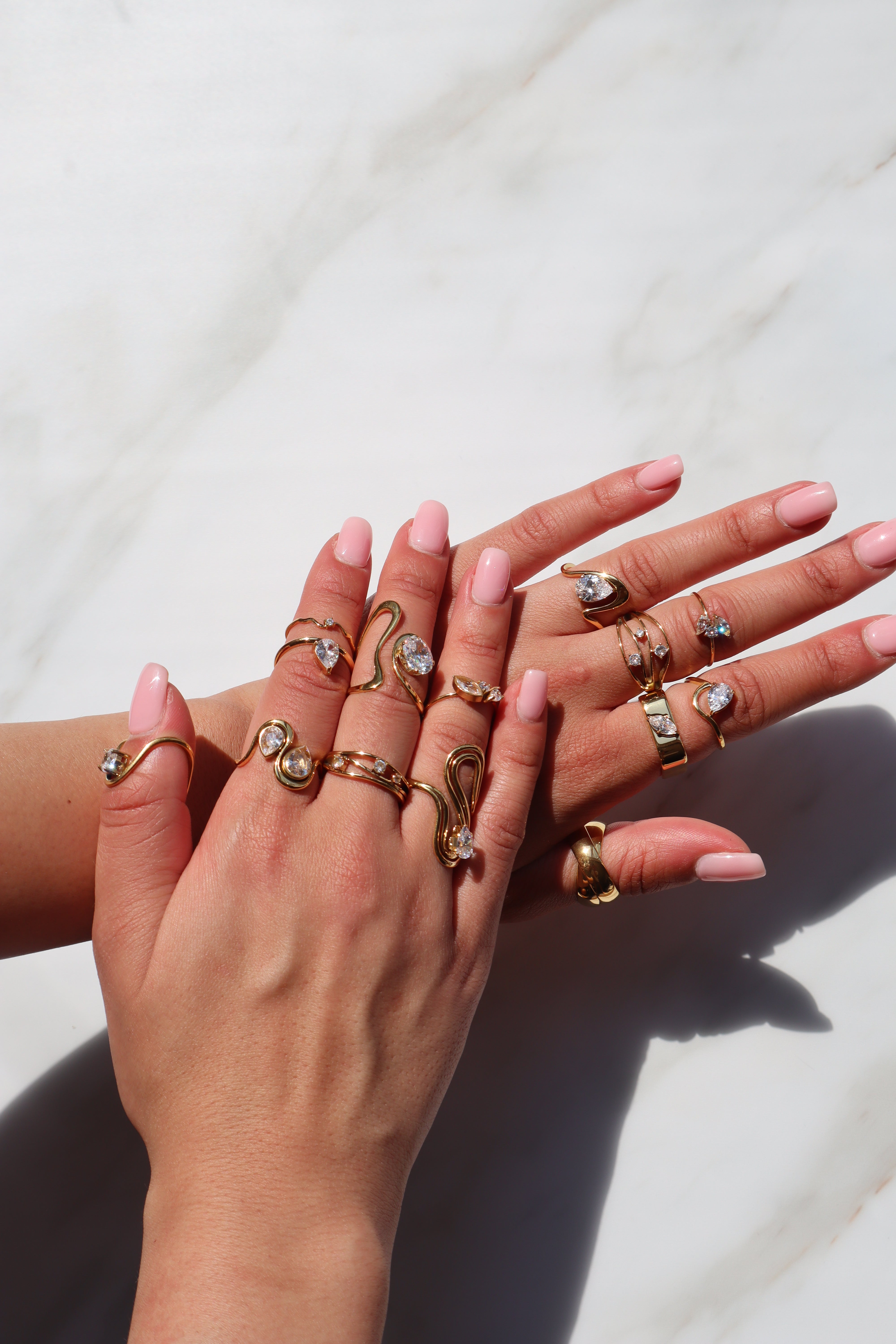 PROMISE|Tarnish-Free| Gold Double Diamond Ring