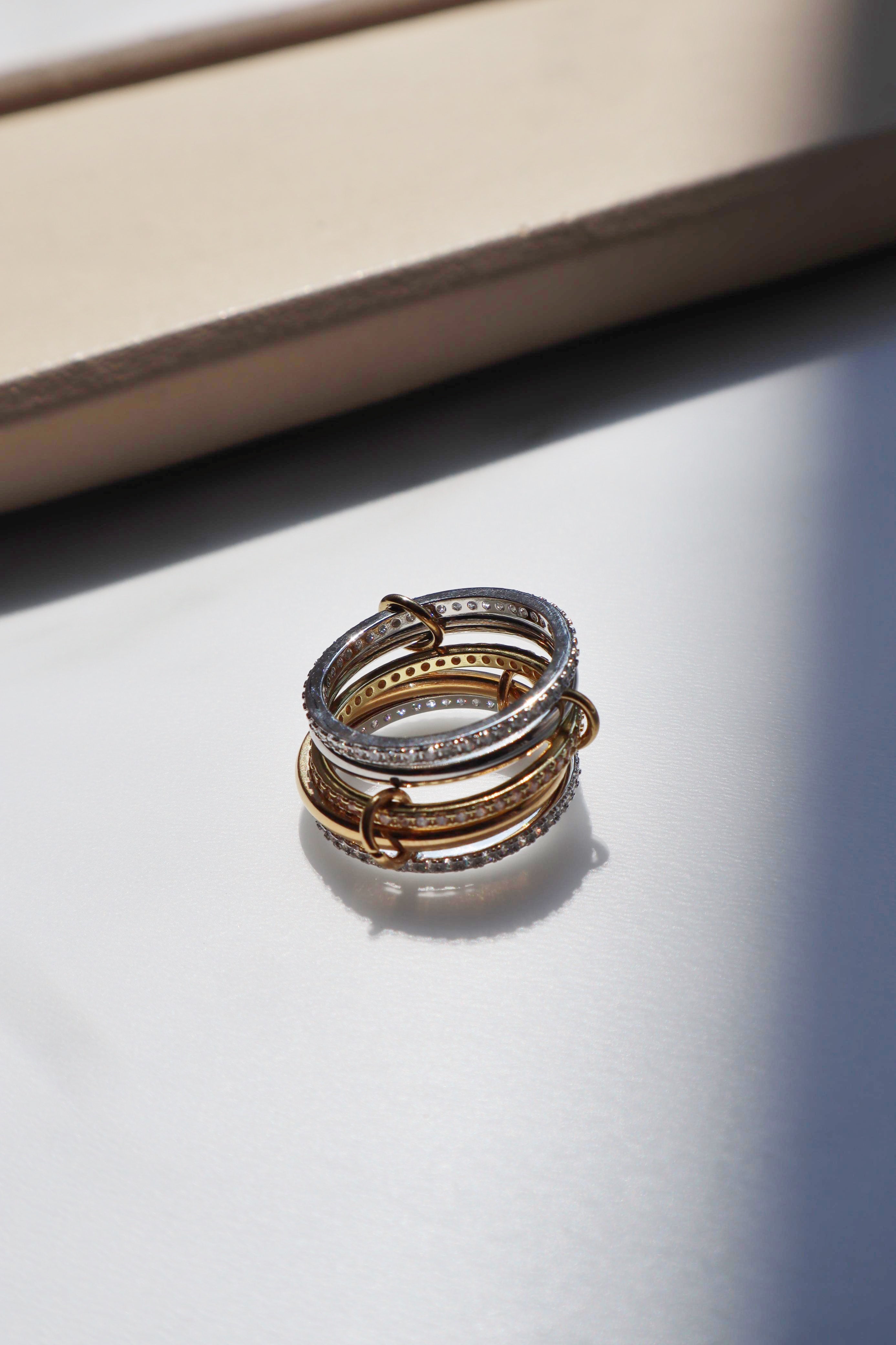 STACKED| Linked 5 layer Eternity Band Ring| Gold and Silver with Cubic Zirconias