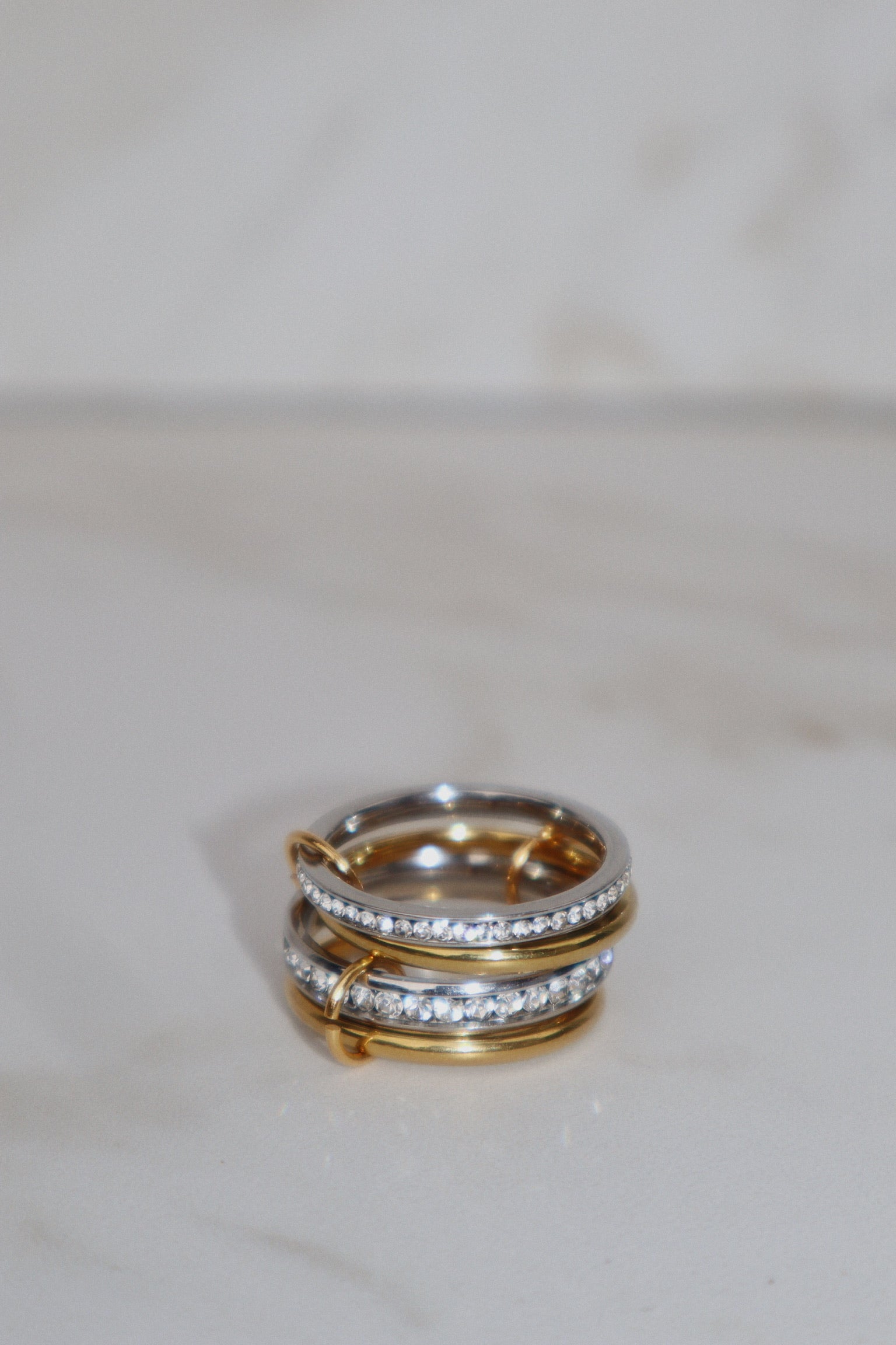 ZIA | Tarnish Free | linked 3 or 4 eternity bands Ring | Gold and Silver