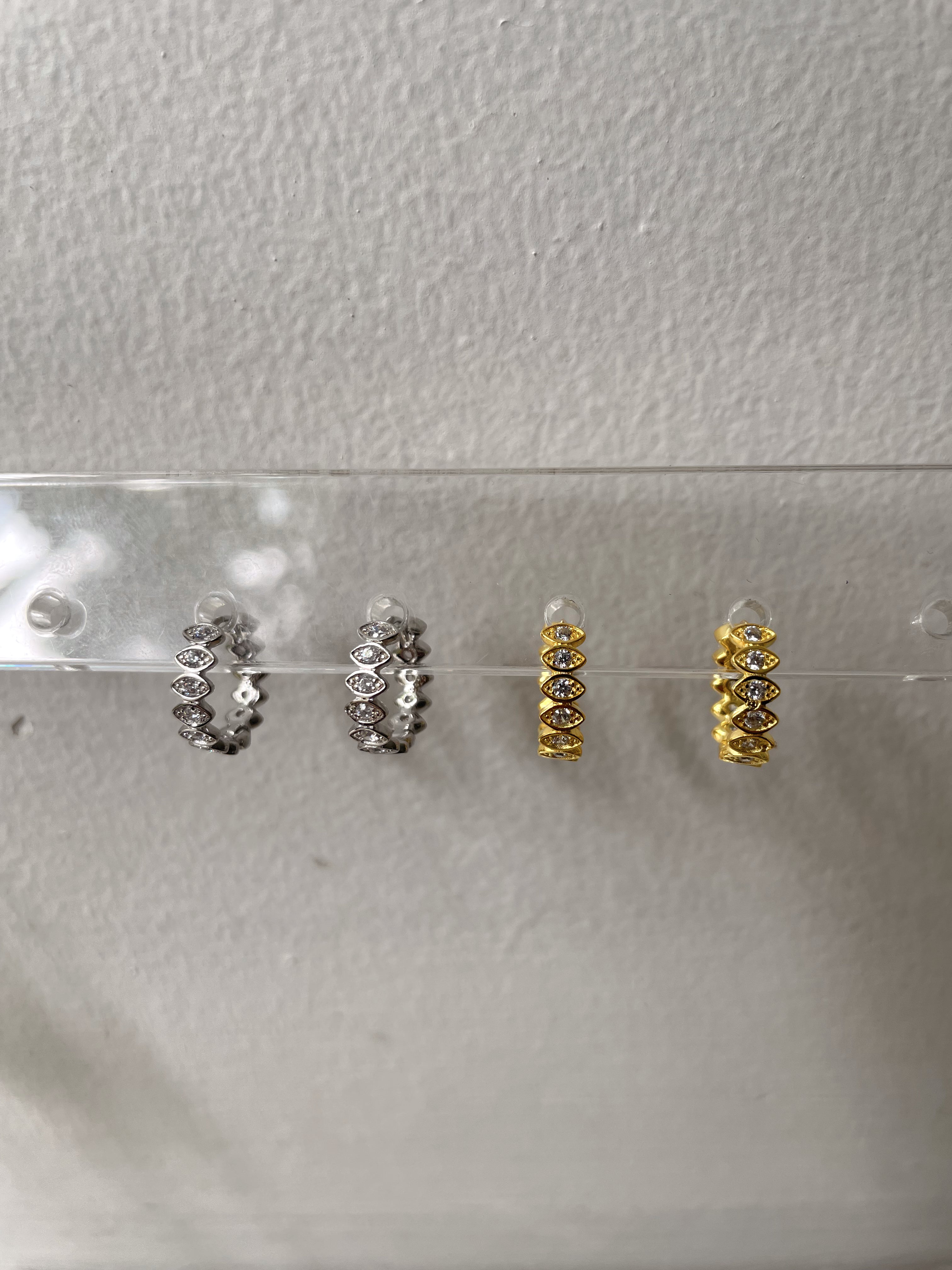 ALIAS | S925 Sterling Silver 18ct gold/platinum plated | Clear Cubic Zirconia | Huggies Earring