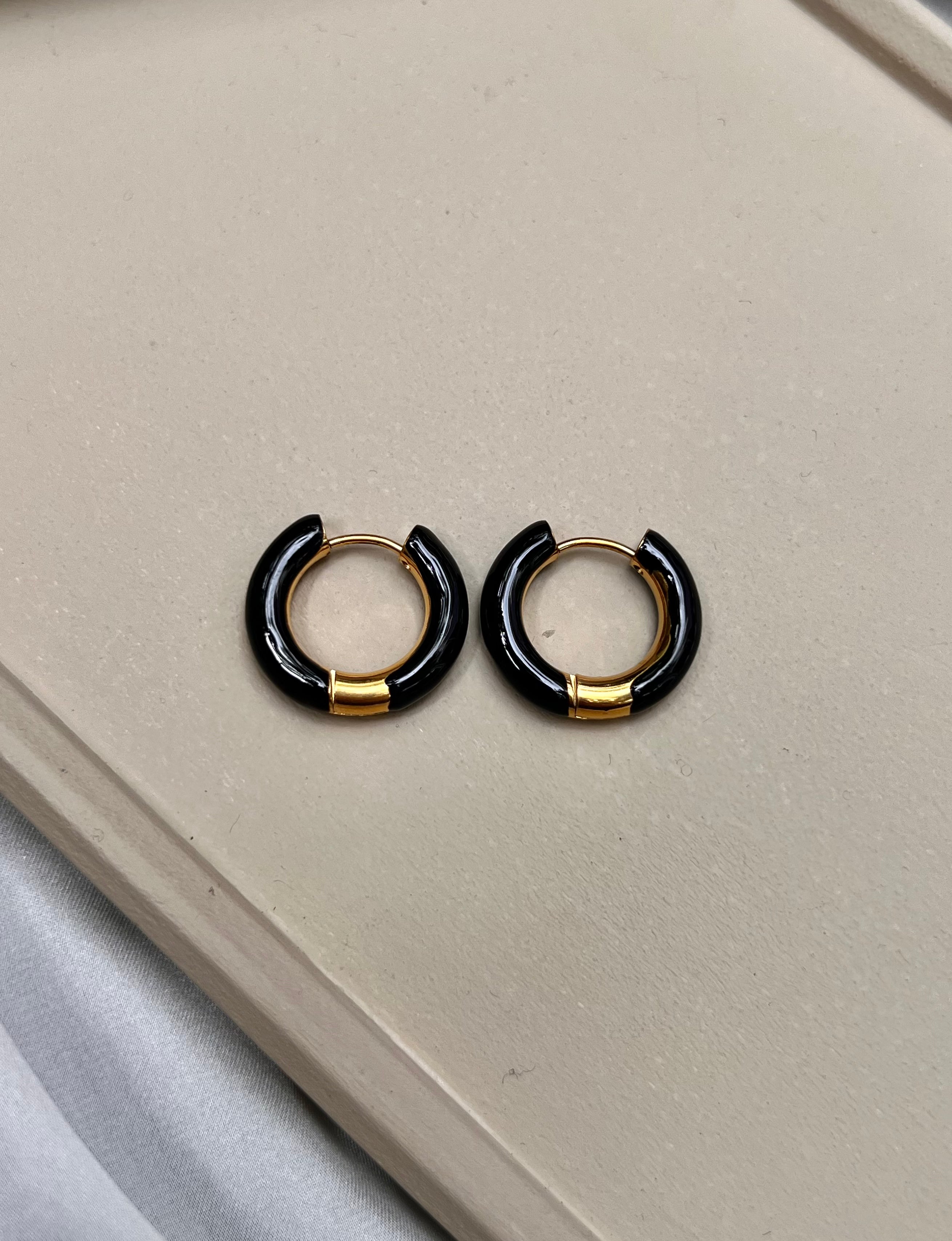 SUMMER LOVIN’ | Tarnish Free | Gold Enamel Black/White/Pink/Green Hoops | Earrings