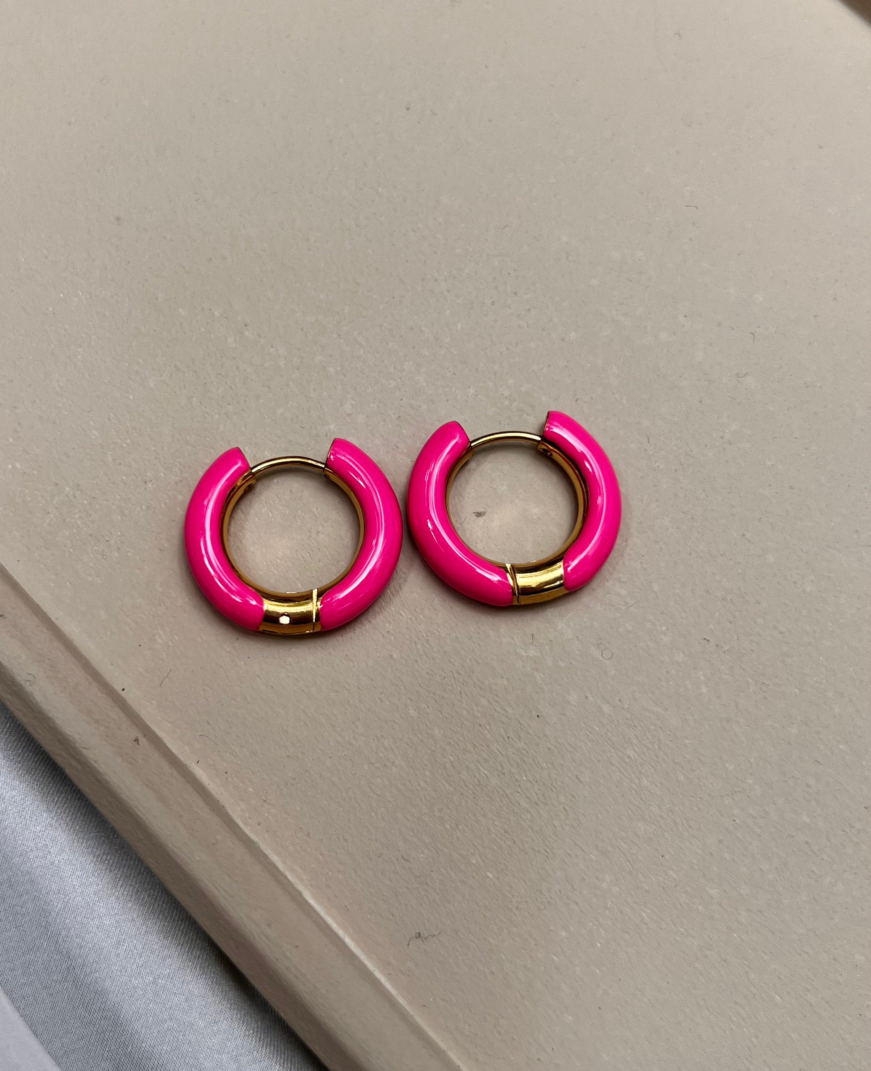 SUMMER LOVIN’ | Tarnish Free | Gold Enamel Black/White/Pink/Green Hoops | Earrings