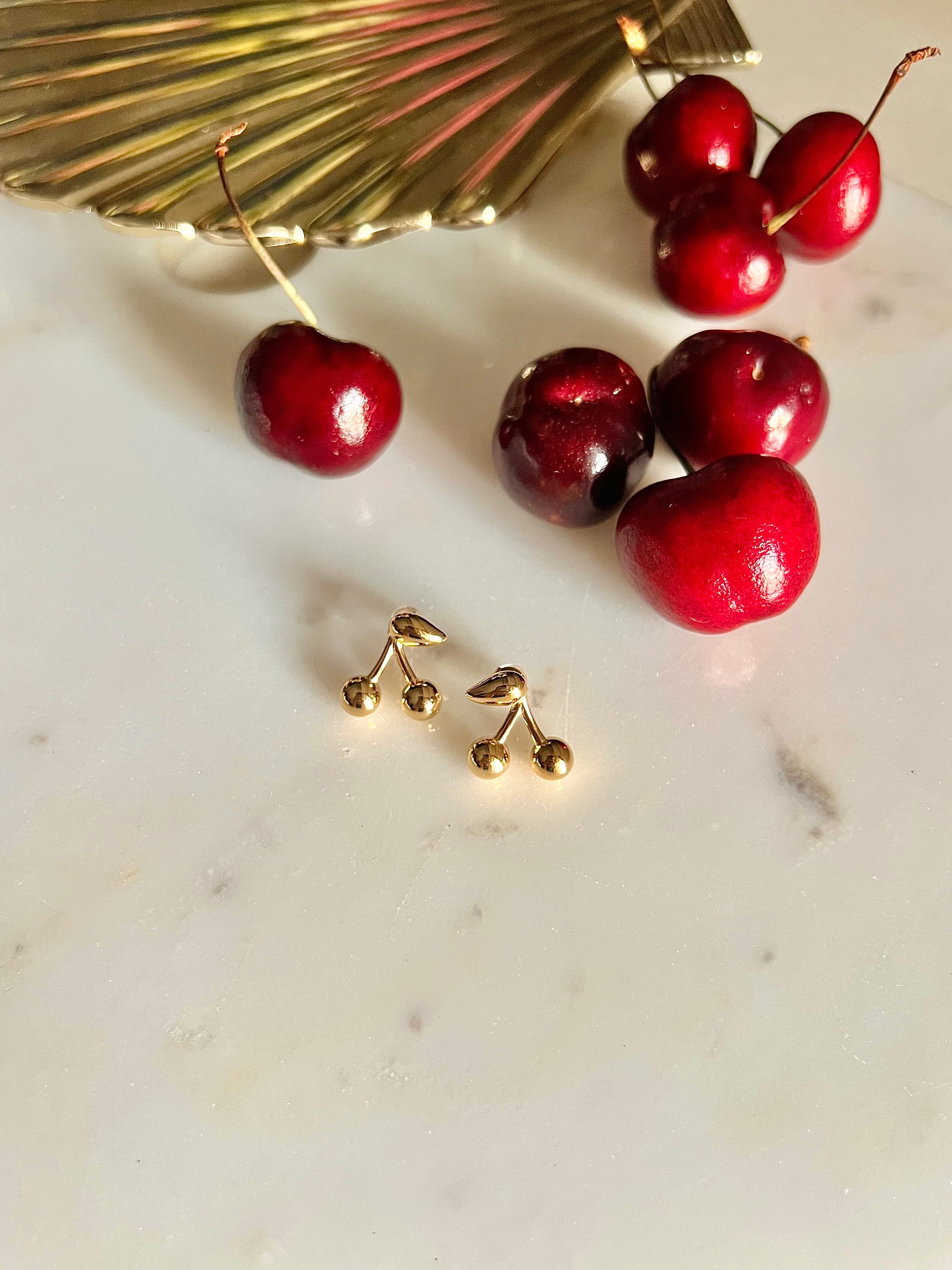 CHERRY BOMB 🍒 | Tarnish Free | Gold Cherry Studs | Earrings