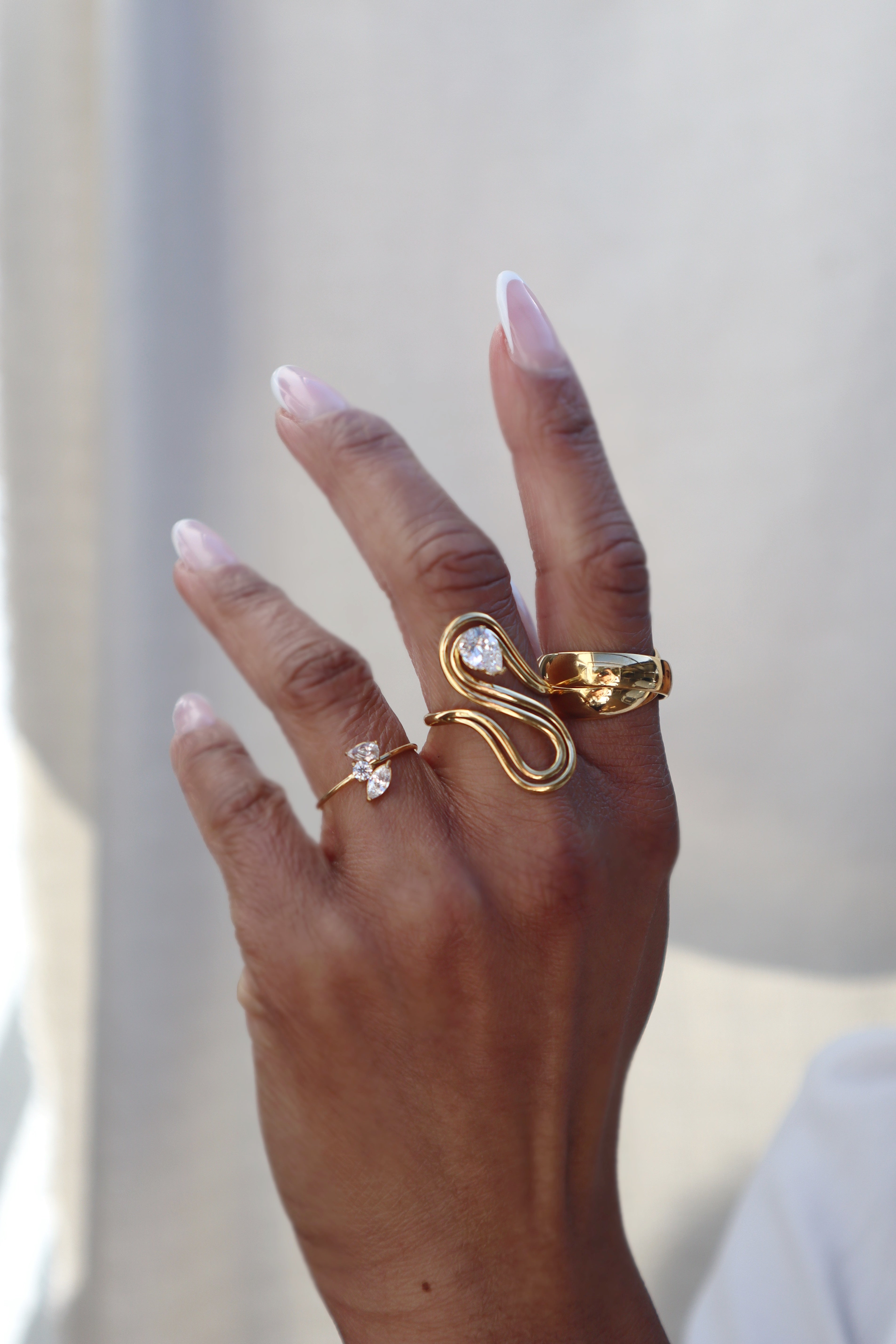 ETERNA|Tarnish Free|Gold Geometric Shaped Ring| Adjustable