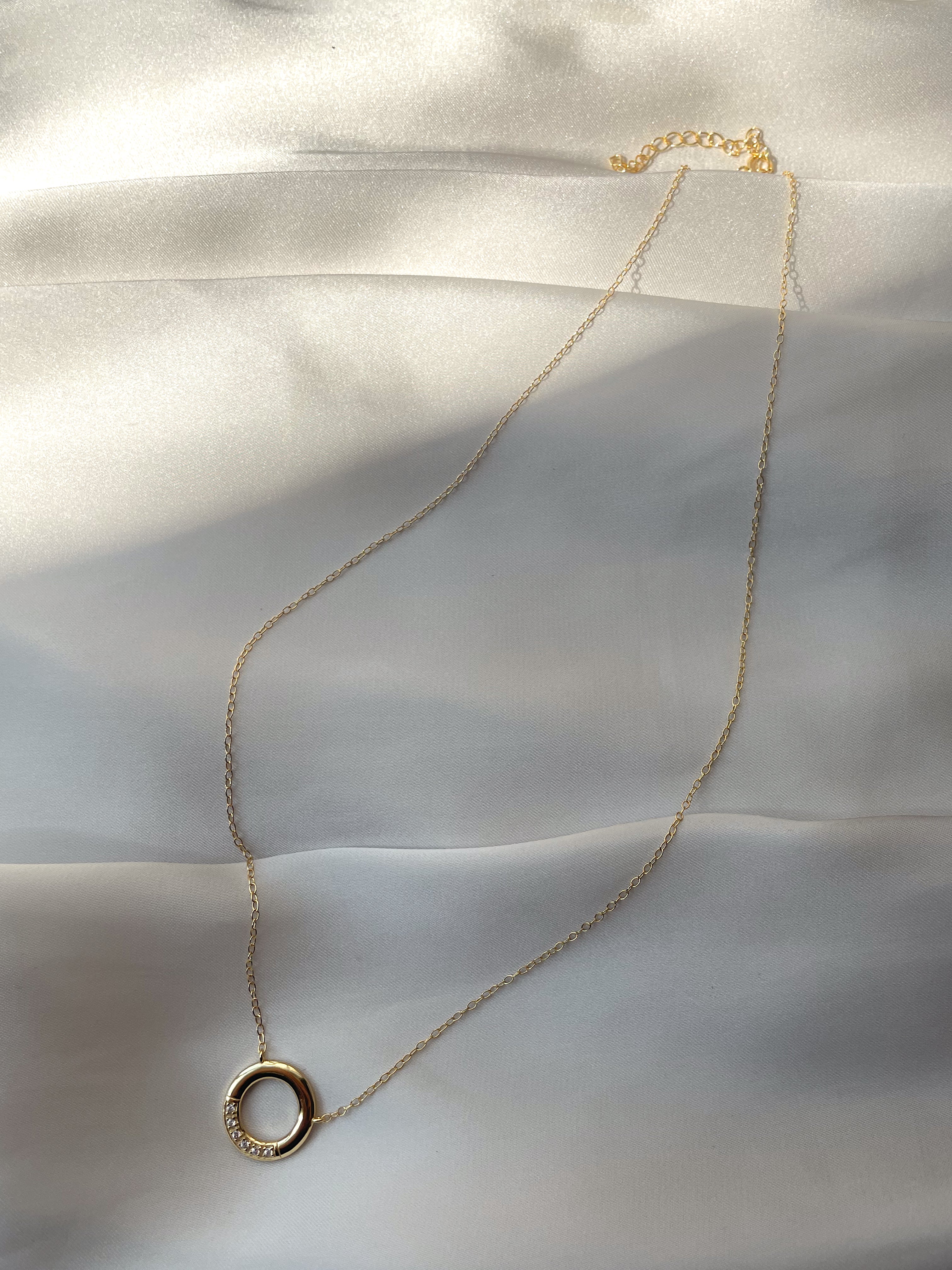 ADELE | S925 Sterling Silver I 18ct Gold/Platinum Plated I Cubic Zirconia | Circle Pendant Necklace