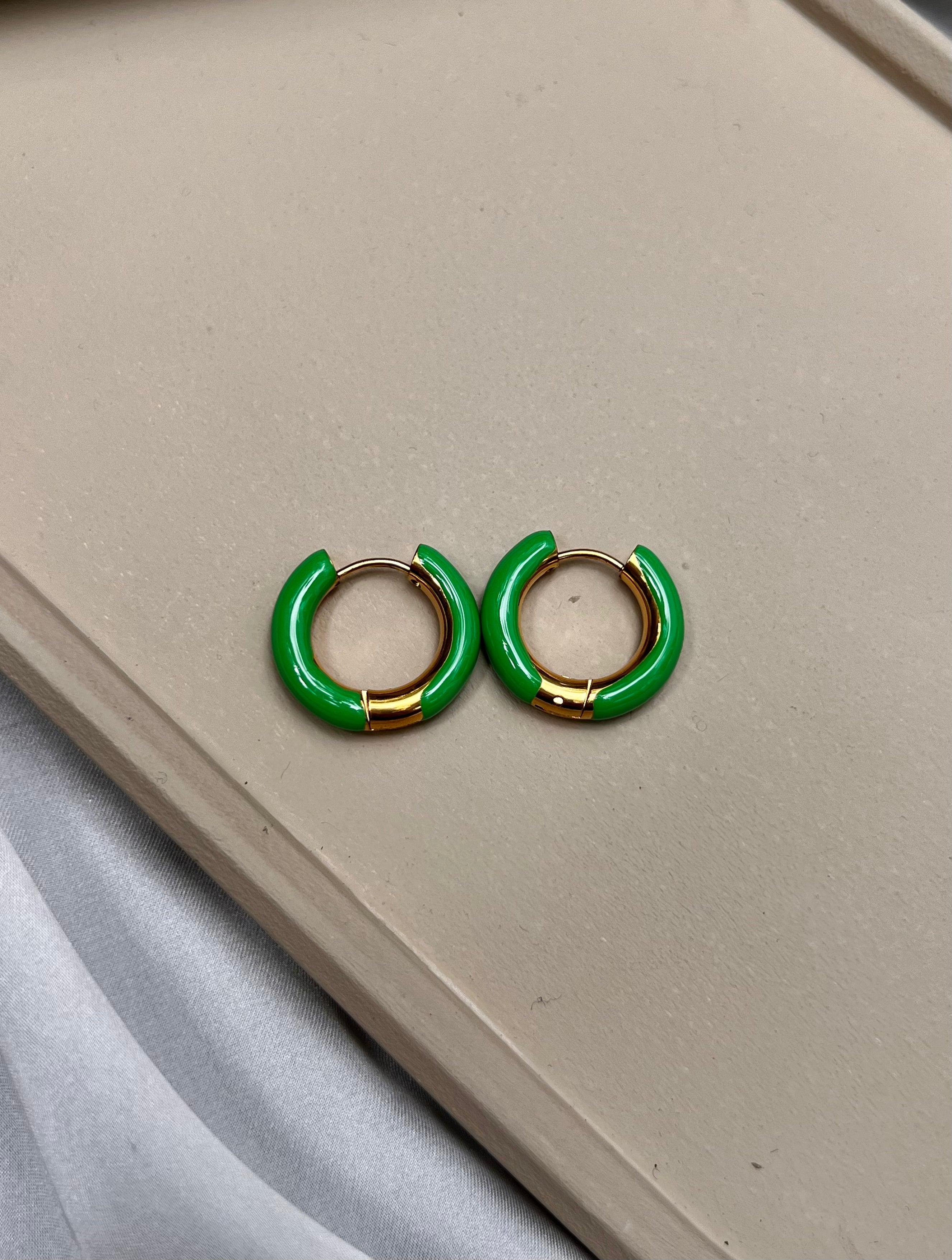 SUMMER LOVIN’ | Tarnish Free | Gold Enamel Black/White/Pink/Green Hoops | Earrings