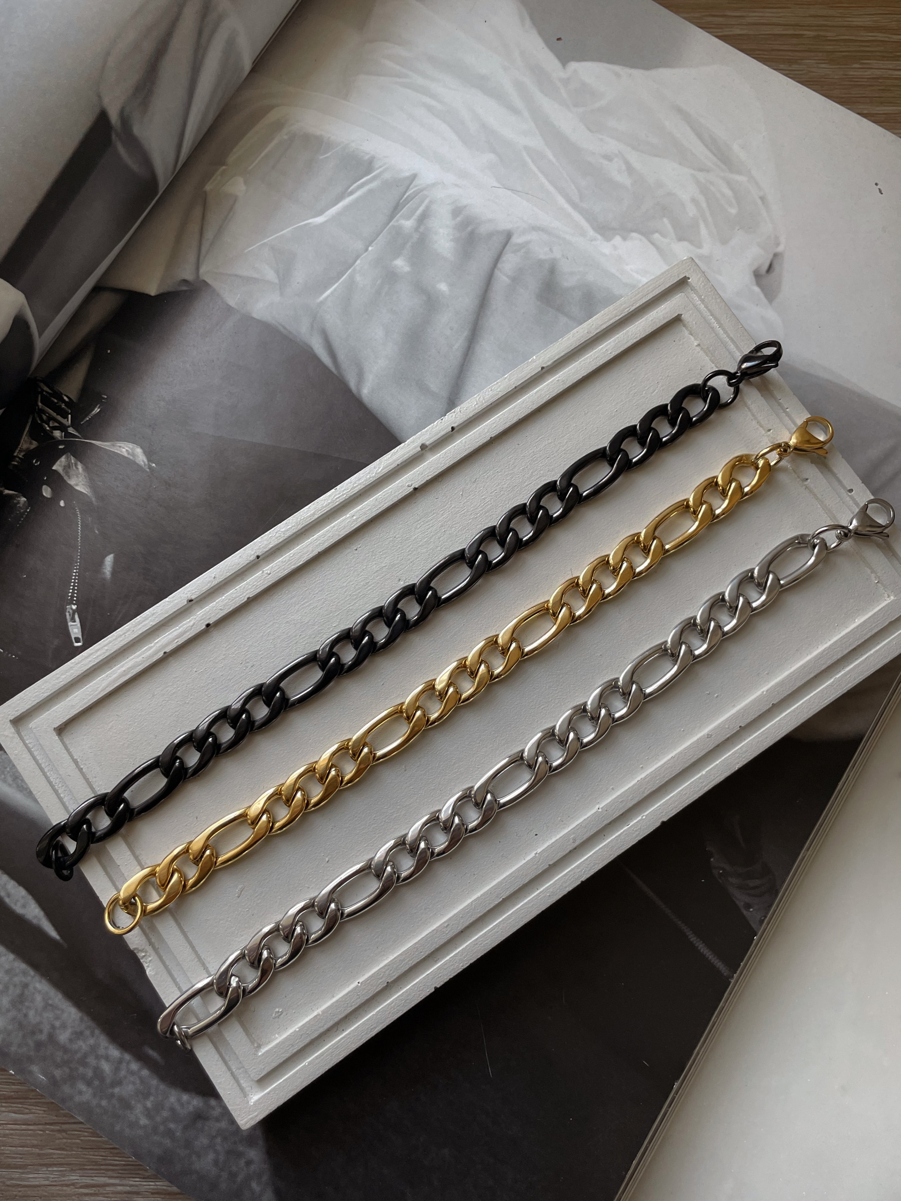 HOMME | ZibaMan | Black/Gold/Silver Cuban Bracelet | Tarnish-Free