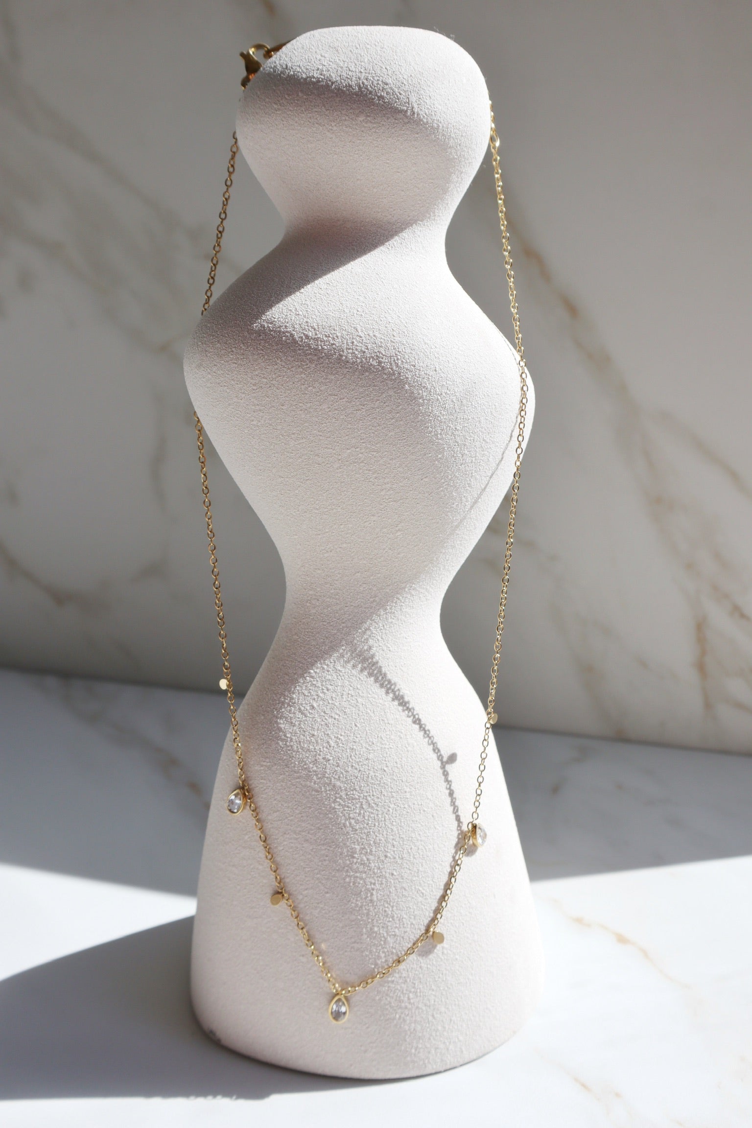 DEWDROPS | Tarnish Free | Stainless Steel | Gold Multi-Mini Clover Flower | Necklace