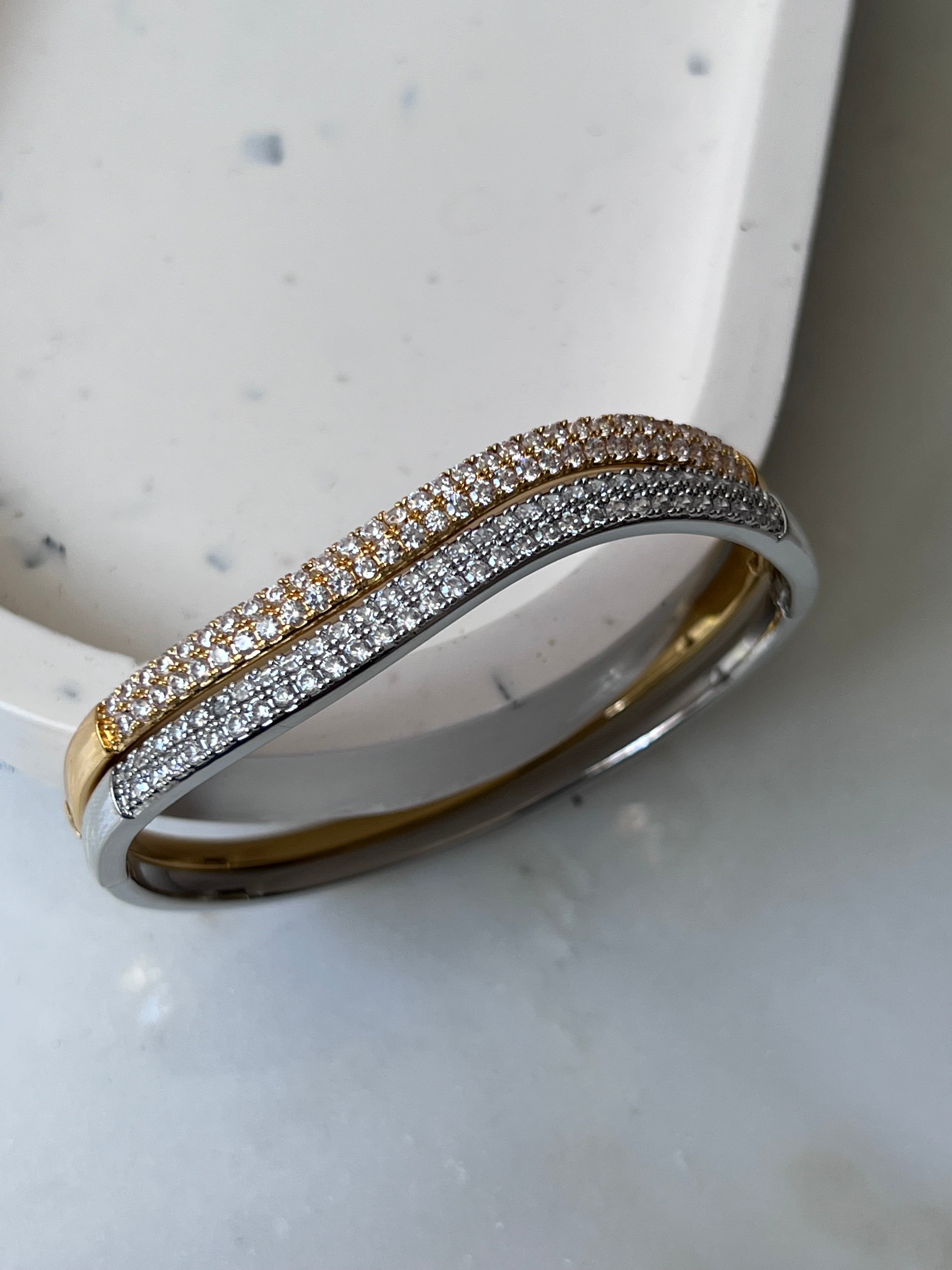 AFTERGLOW| Gold/Silver Bangle with Cubic Zirconia