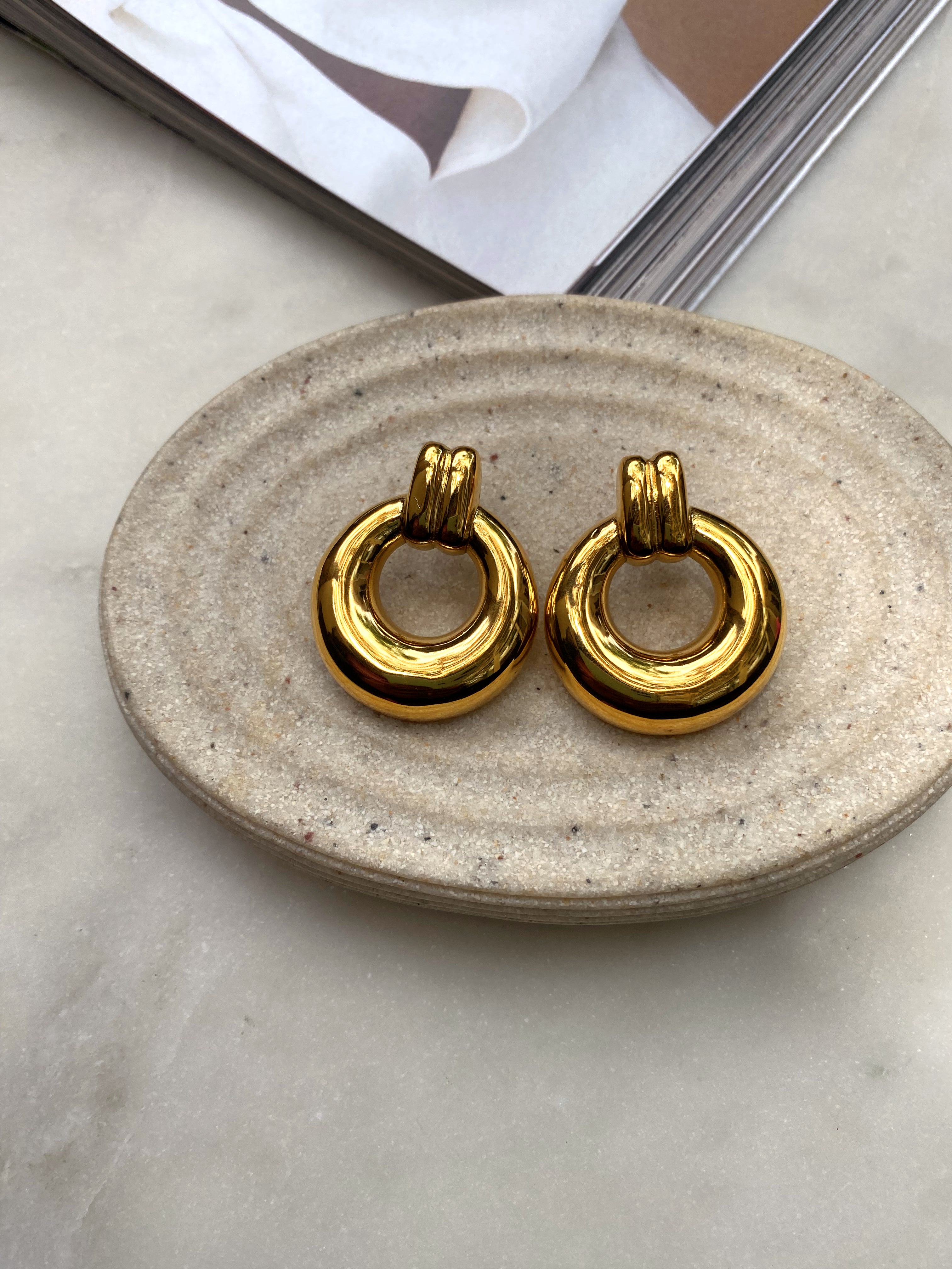 MATILDA | Tarnish Free | Gold Chunky  Circle Stud | Earrings