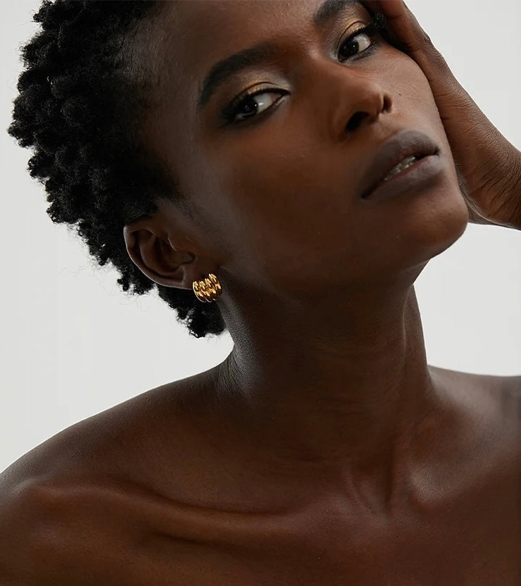 WORTHY | Tarnish Free | Gold/Silver Mini Ridged Curved Stud | Earring