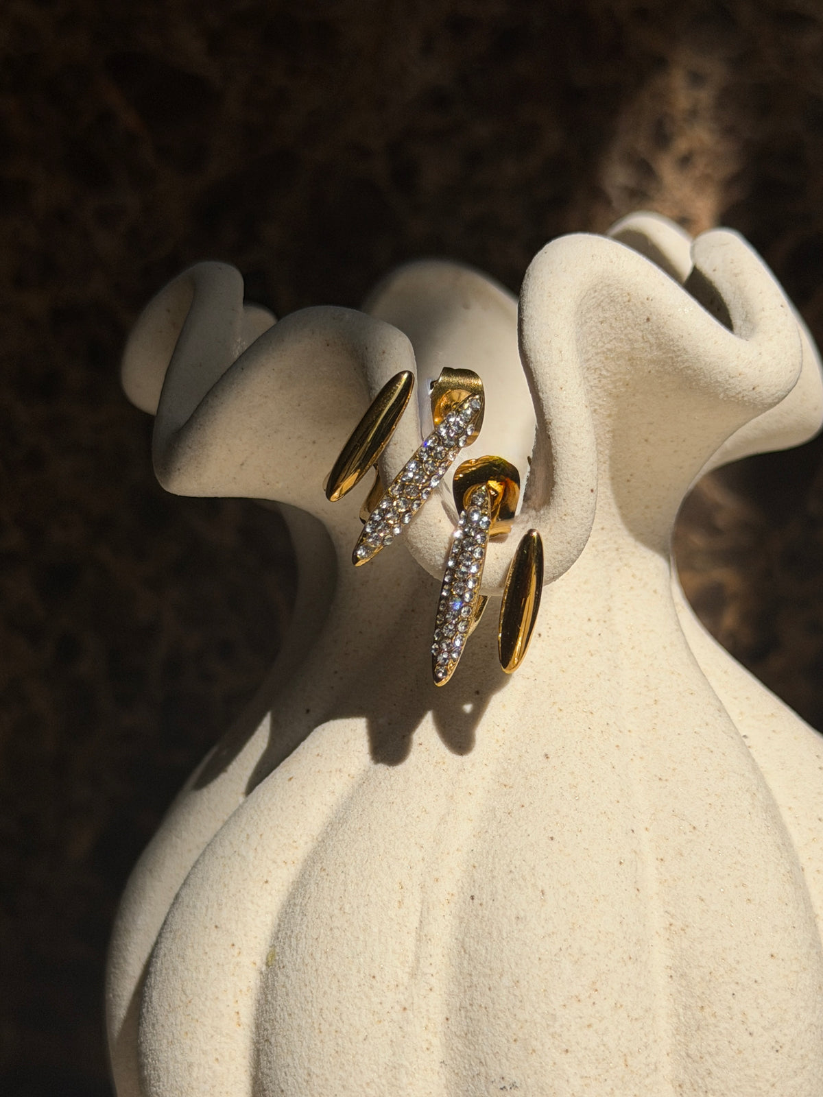DUALITY| TARNISH-FREE| GOLD EARRING WITH CUBIC ZIRCONIA