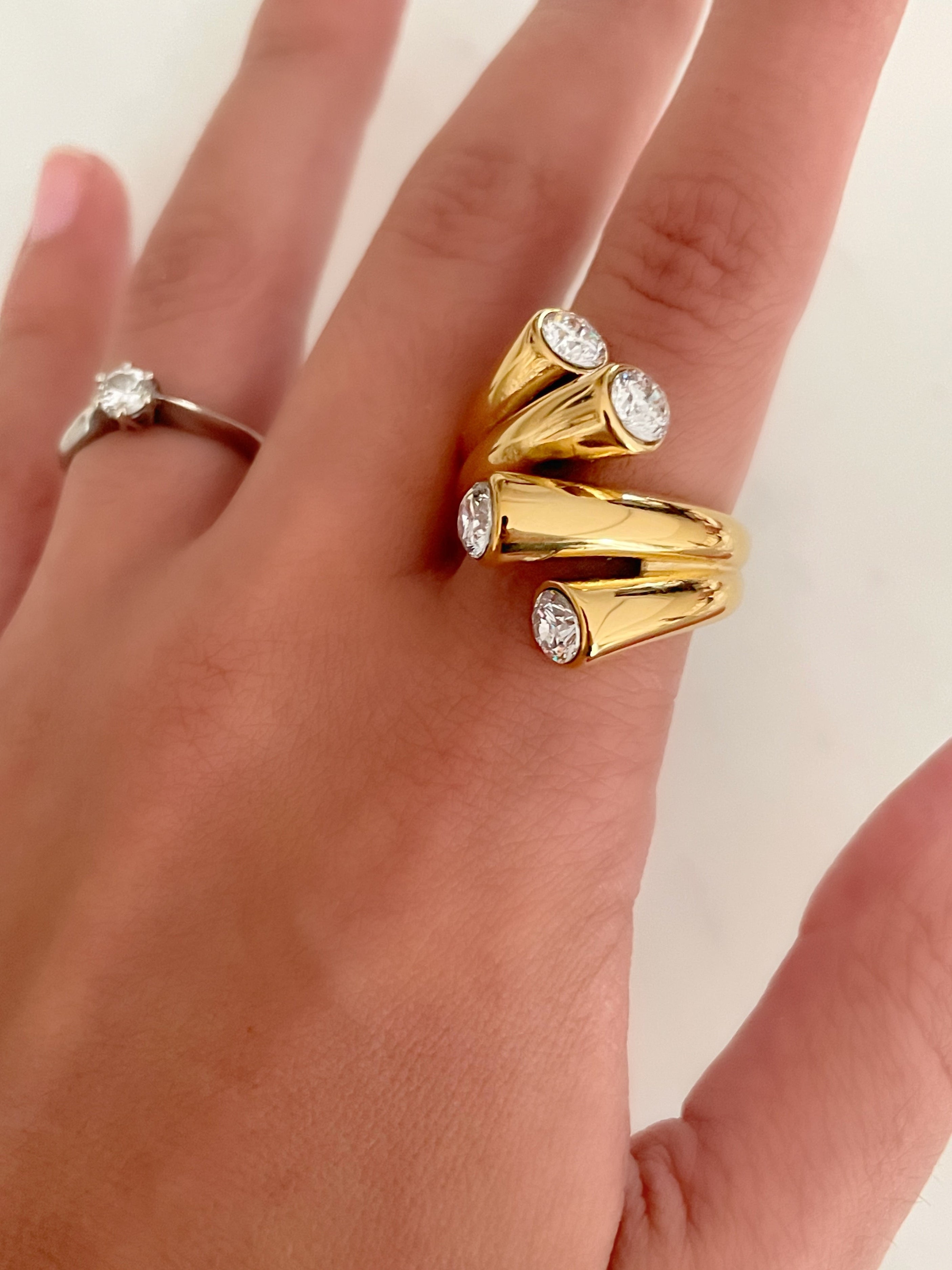 Solar Swirl|Tarnish-Free|Gold Spiral Ring