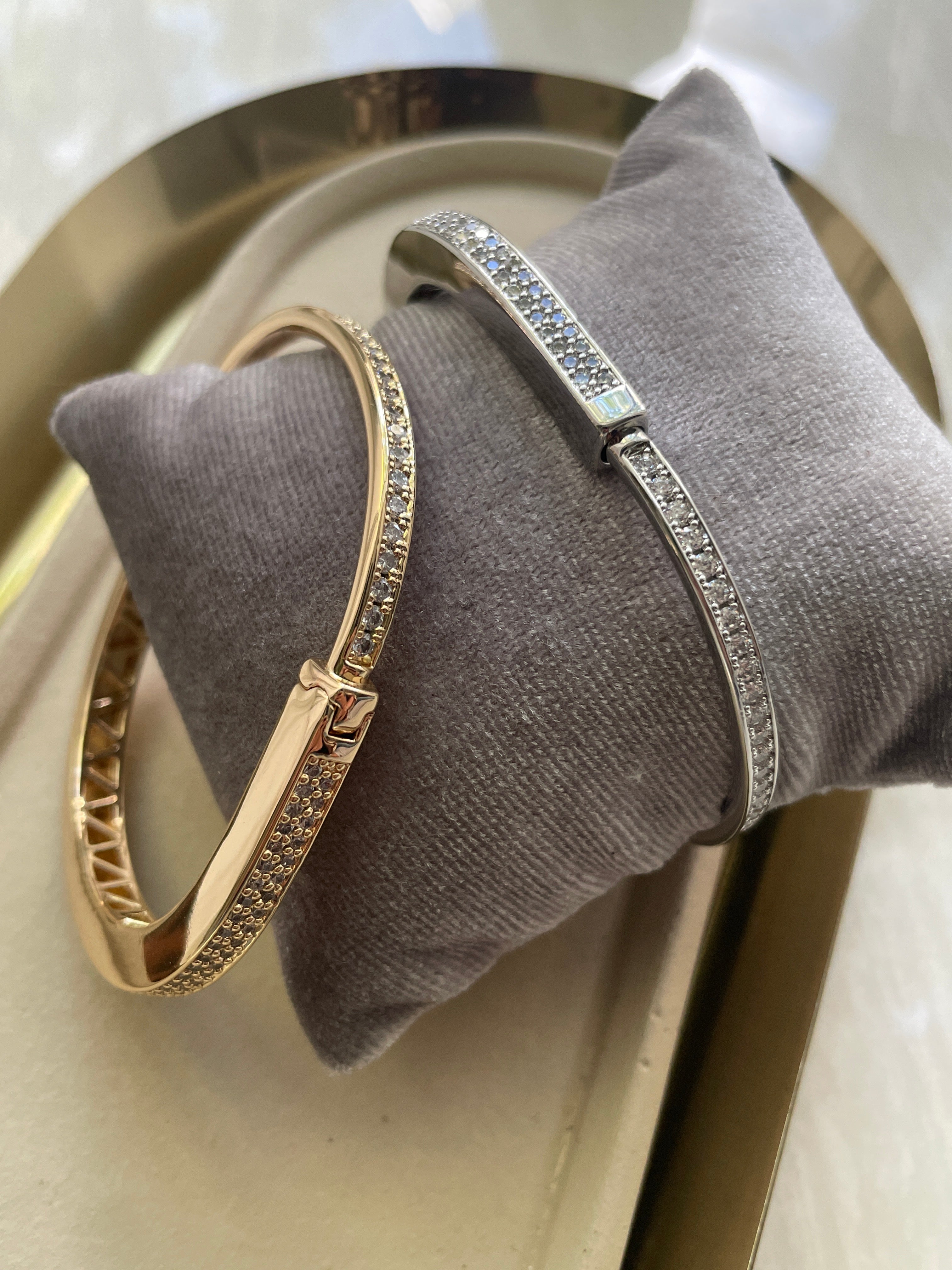 DIAMOND DUST DUO| Fully Encrusted Square Bangle