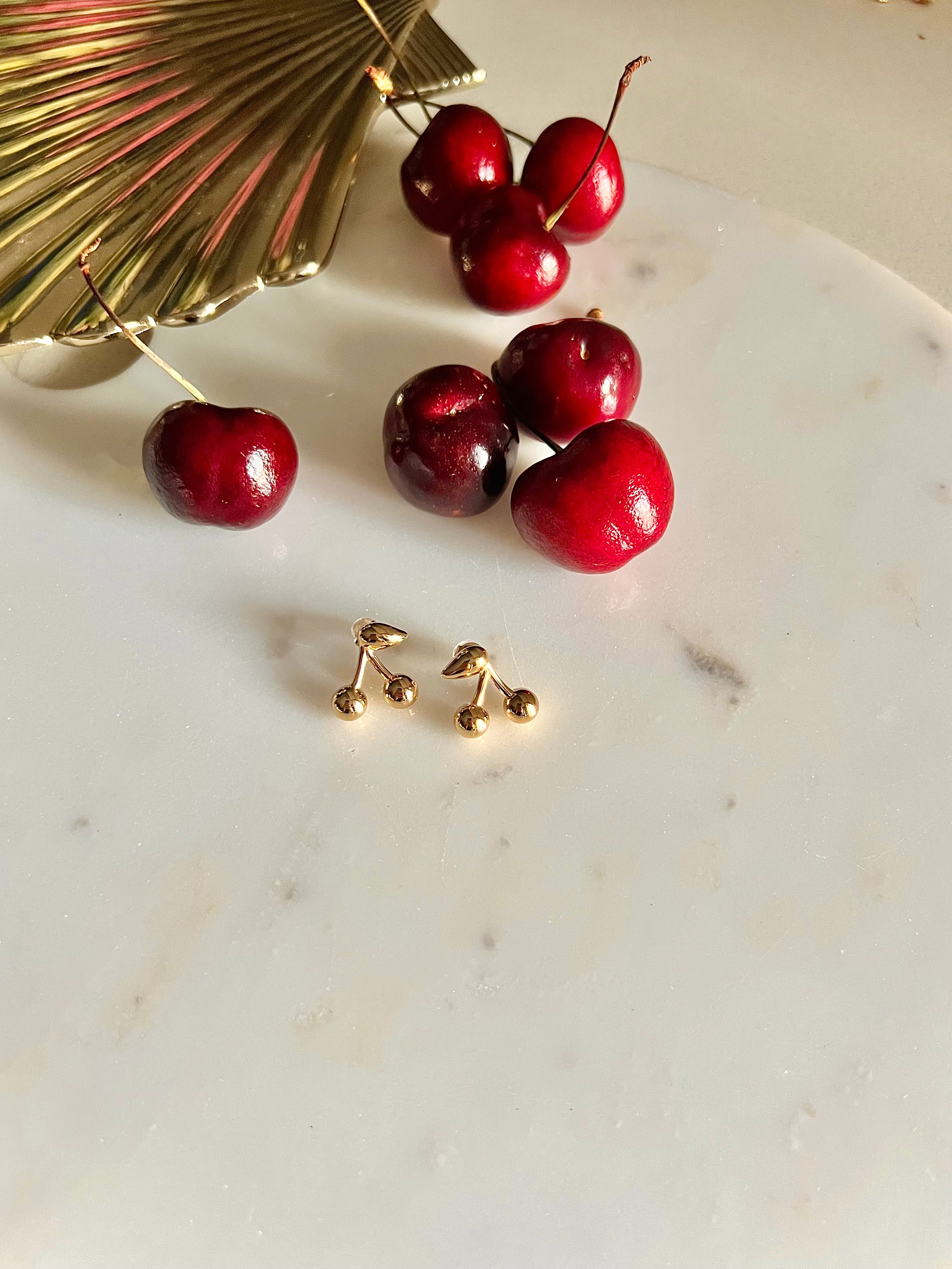 CHERRY BOMB 🍒 | Tarnish Free | Gold Cherry Studs | Earrings