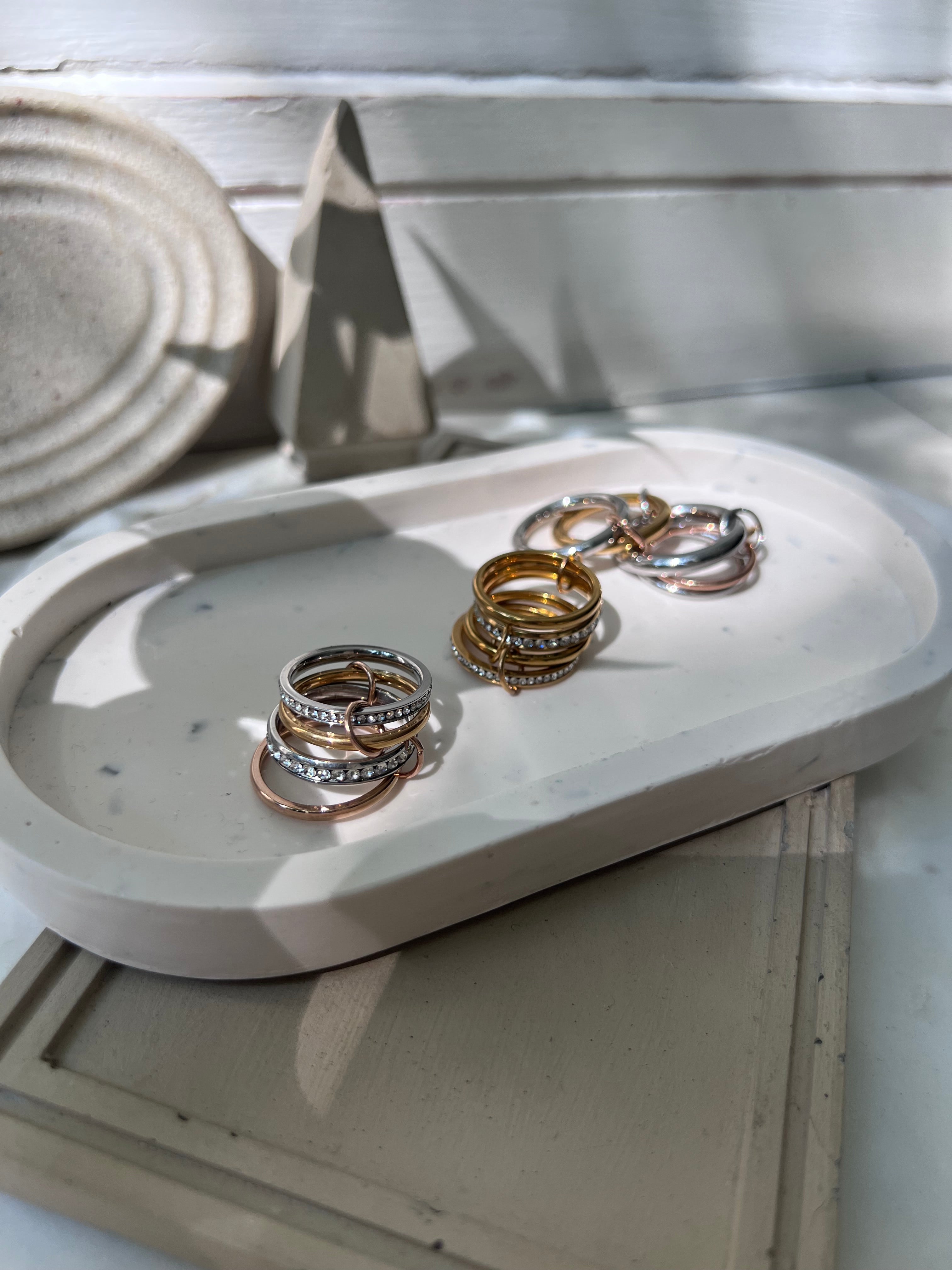 PIA | Tarnish Free | linked 4 eternity bands Ring | Gold/silver/rose gold