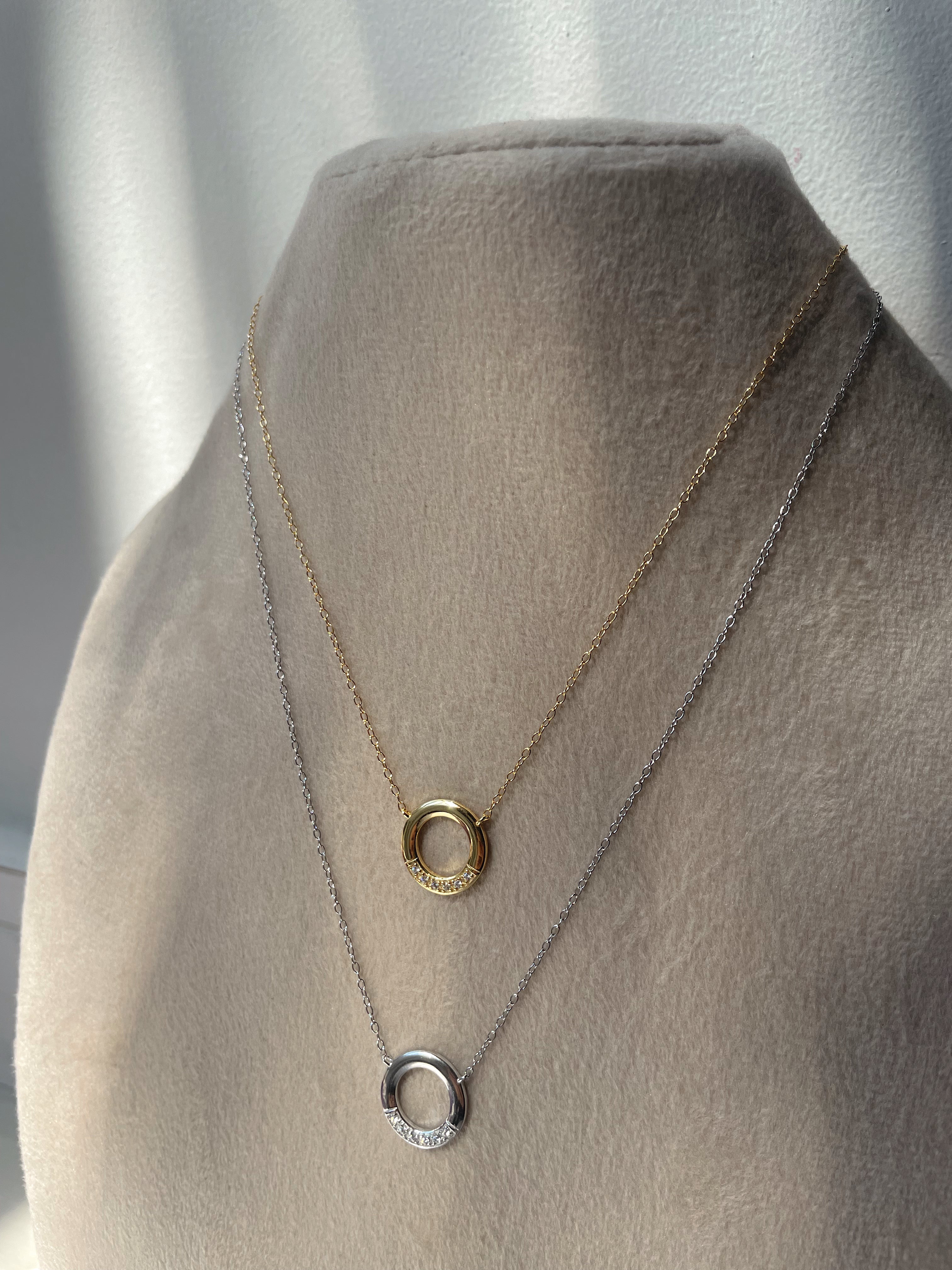 ADELE | S925 Sterling Silver I 18ct Gold/Platinum Plated I Cubic Zirconia | Circle Pendant Necklace