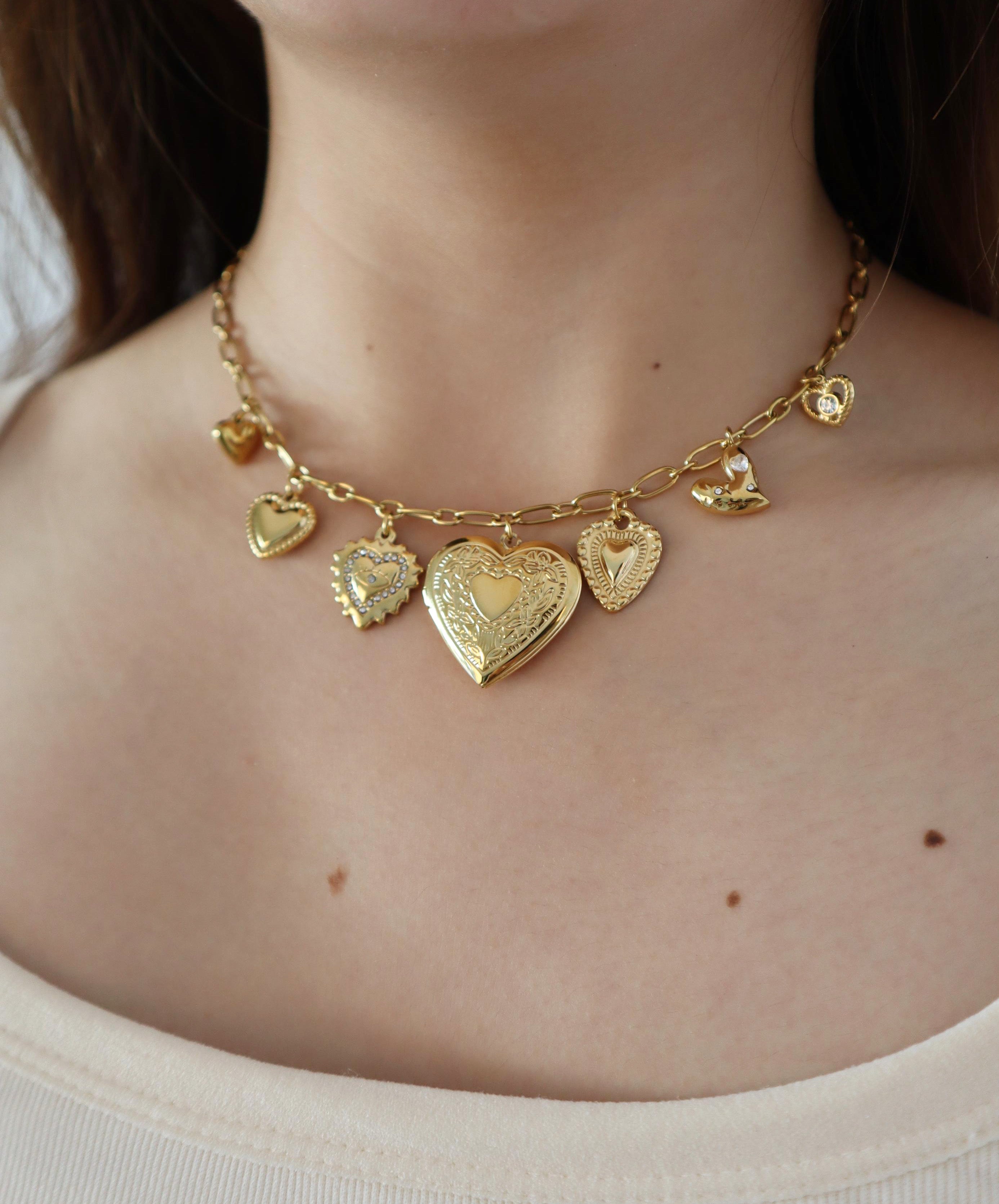 AMOR| TARNISH-FREE| GOLD PLATED CHARM NECKLACE