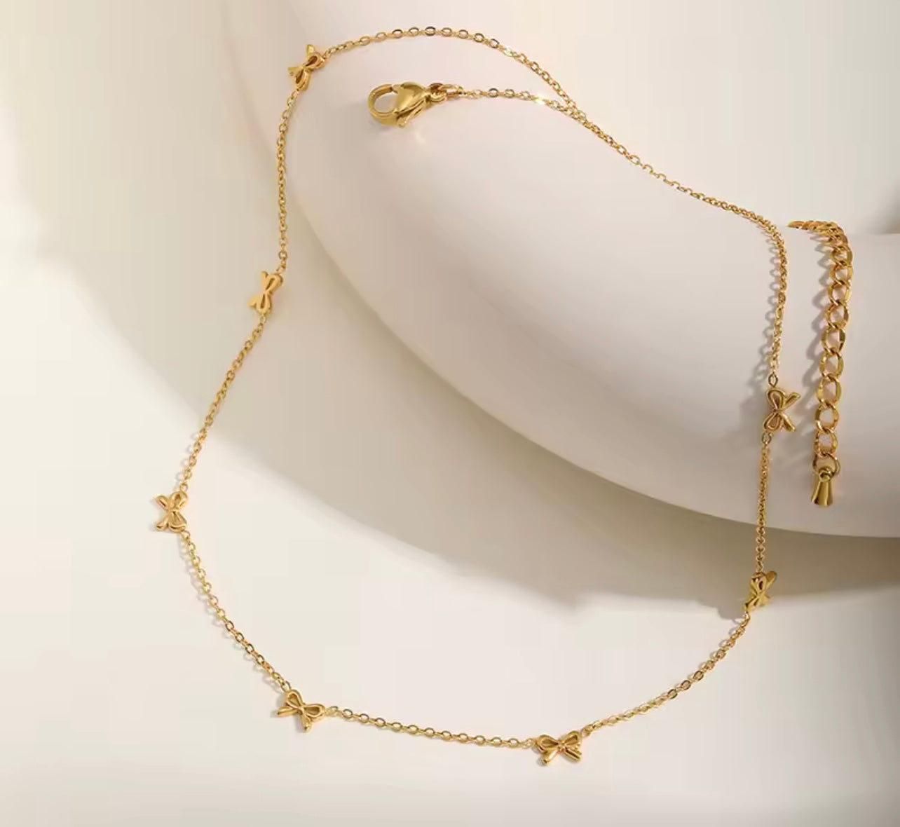 BETTY| Tarnish Free | Stainless Steel | Gold Mult Bow | Necklace