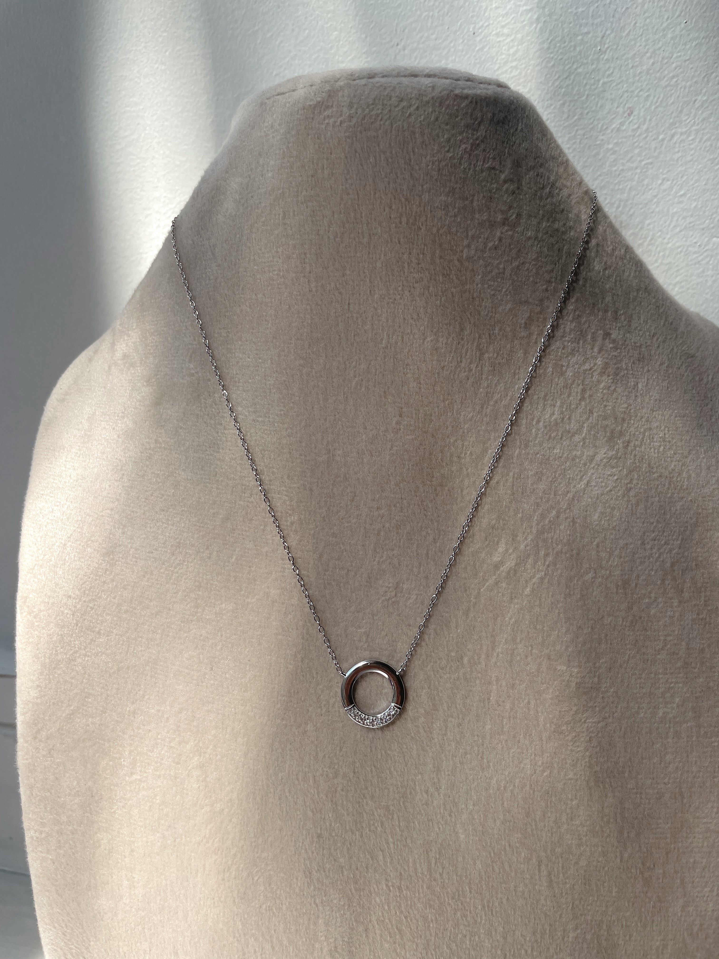 ADELE | S925 Sterling Silver I 18ct Gold/Platinum Plated I Cubic Zirconia | Circle Pendant Necklace