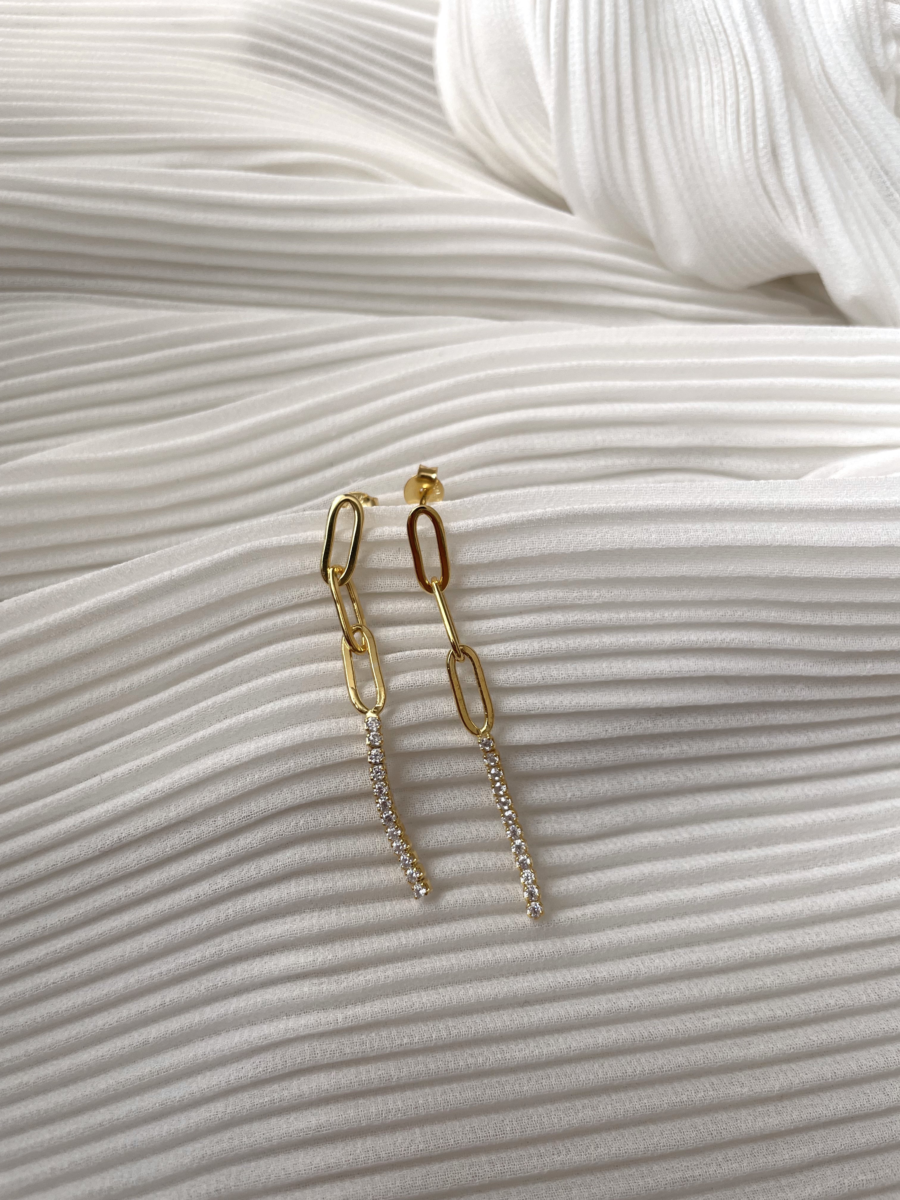 MAY | S925 Sterling Silver | 18k Gold/Platinum Plated I Link and Cubic Zirconia | Earring hi