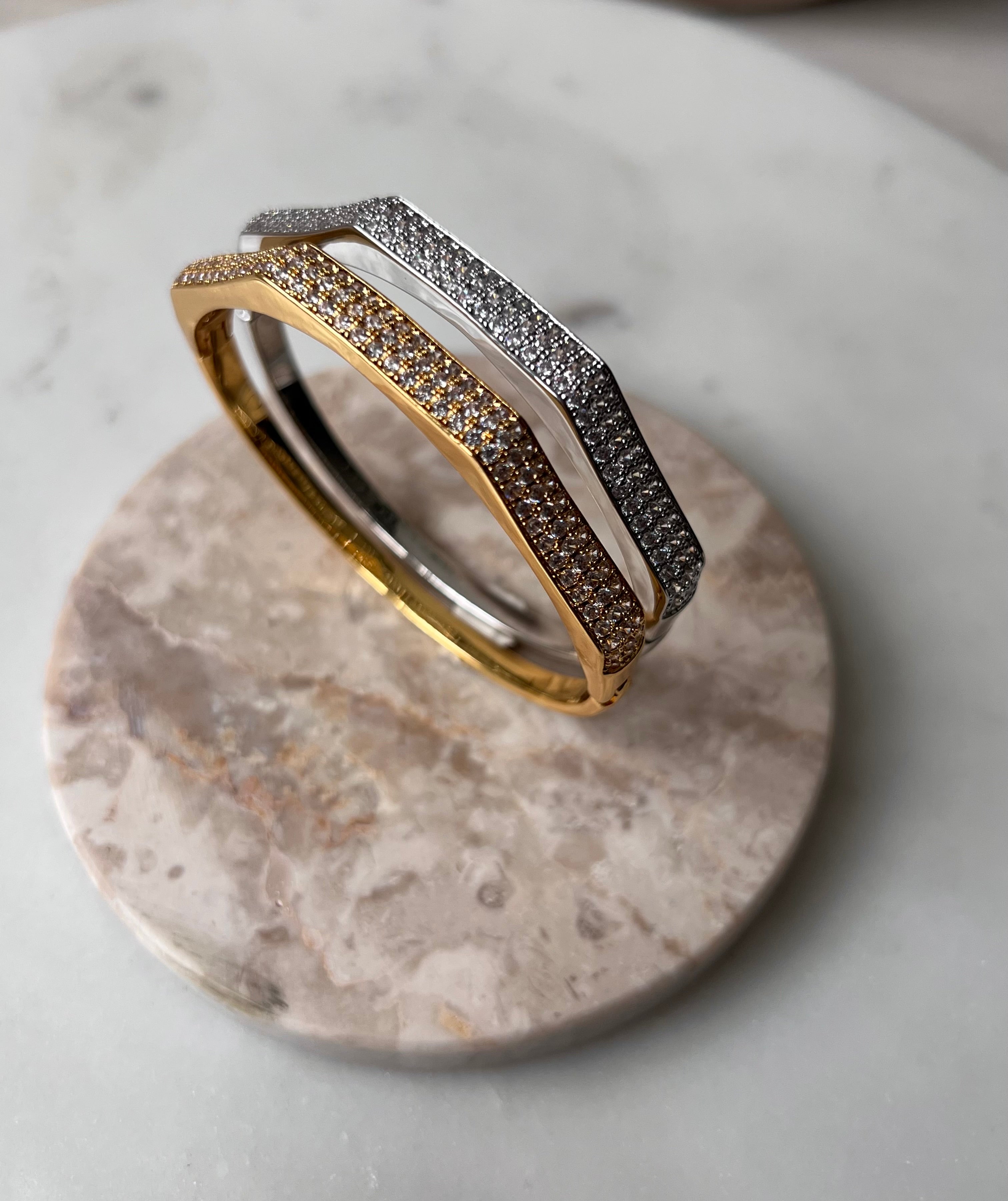 SHIMMER|Encrusted Gold/Silver Bangle