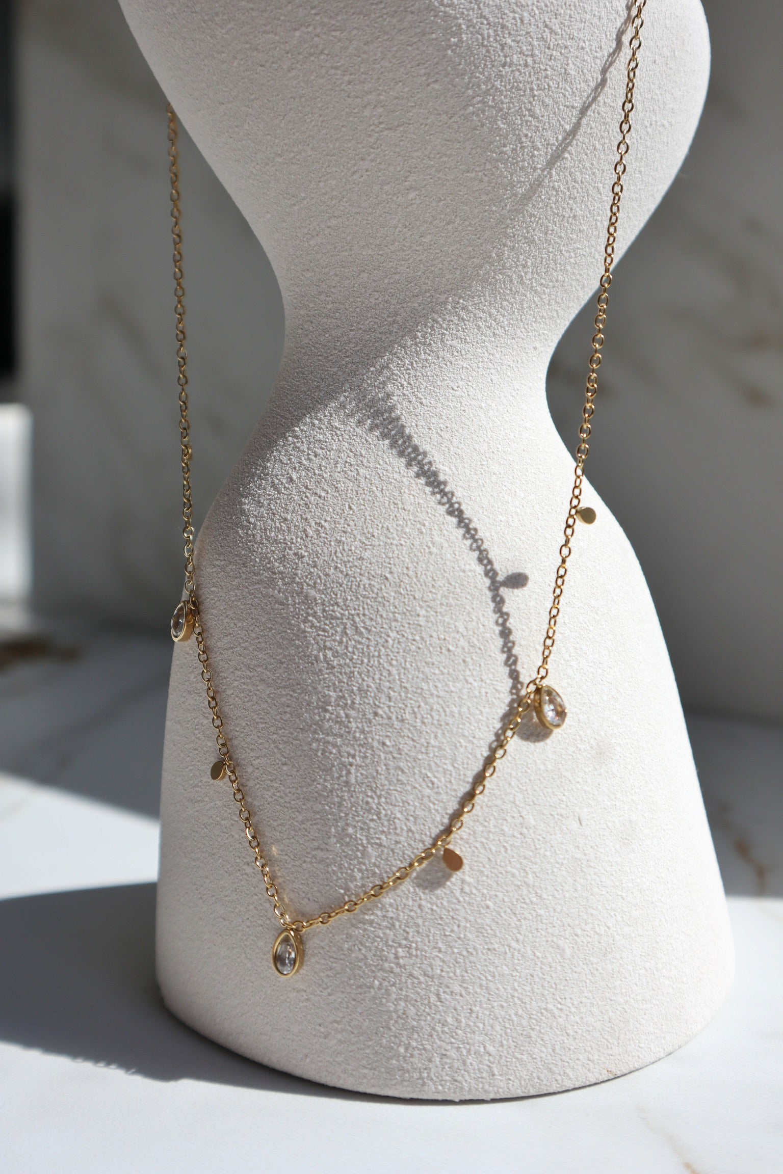 DEWDROPS | Tarnish Free | Stainless Steel | Gold Multi-Mini Clover Flower | Necklace