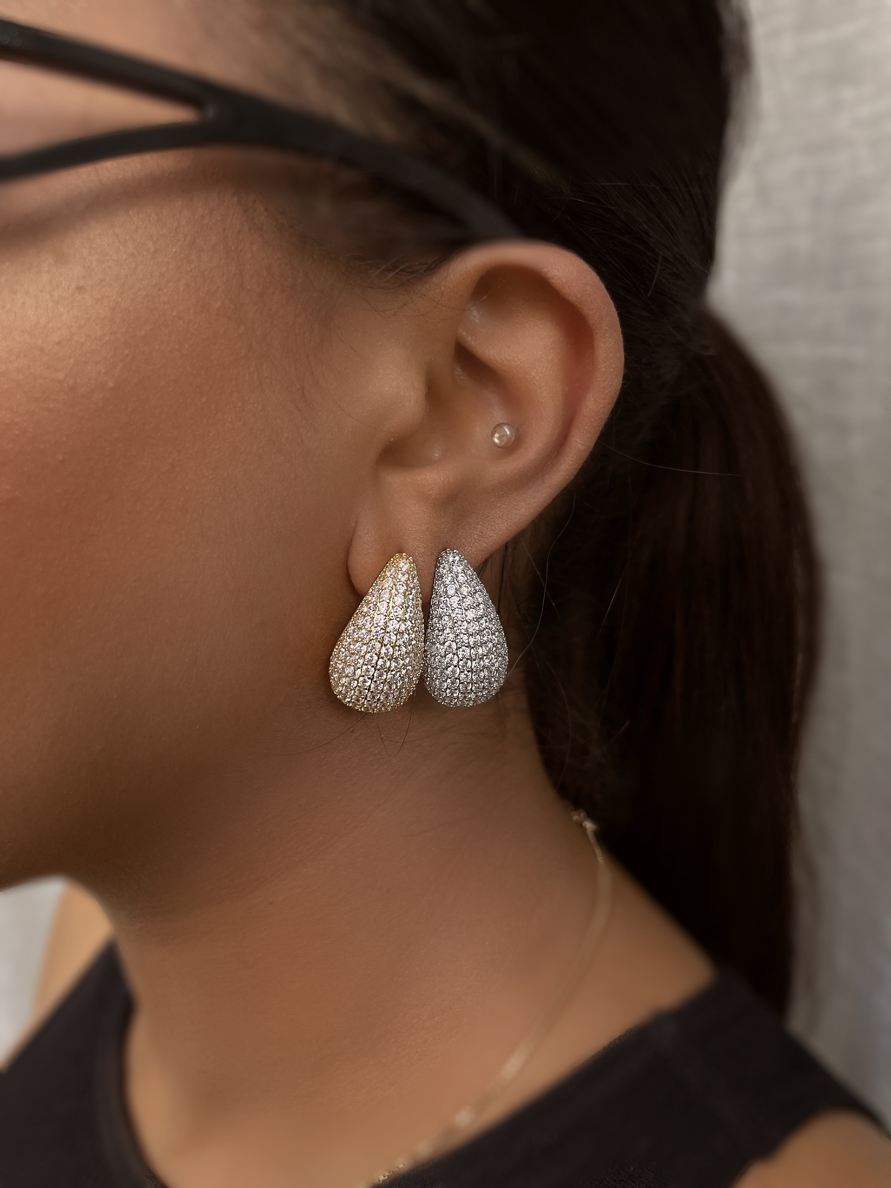 GLAMOUR DEWDROPS | Gold/Silver Cubic Zirconia Teardrop Earrings