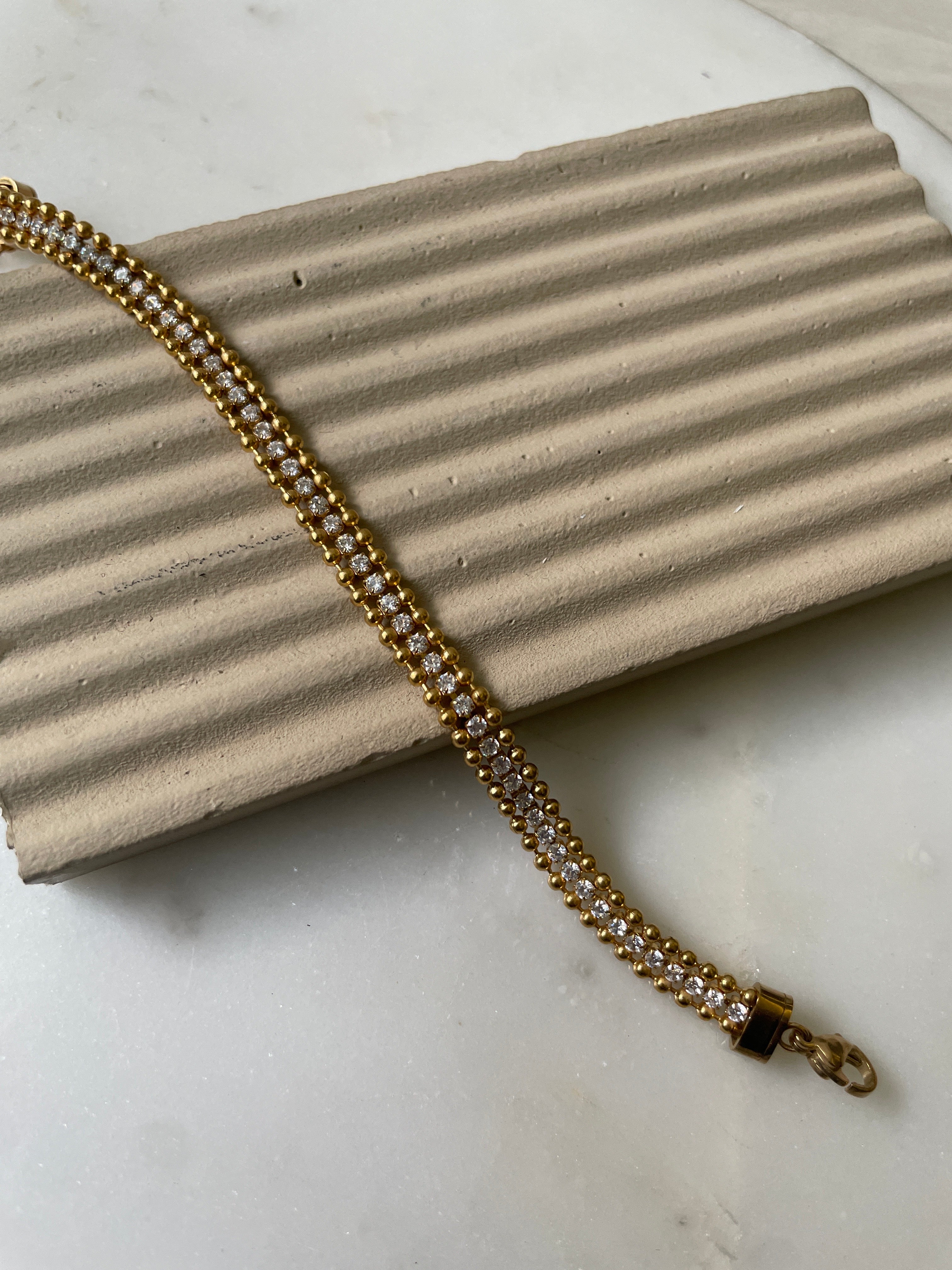 TARA| Tarnish-Free| Woven Bracelet with Cubic Zirconia