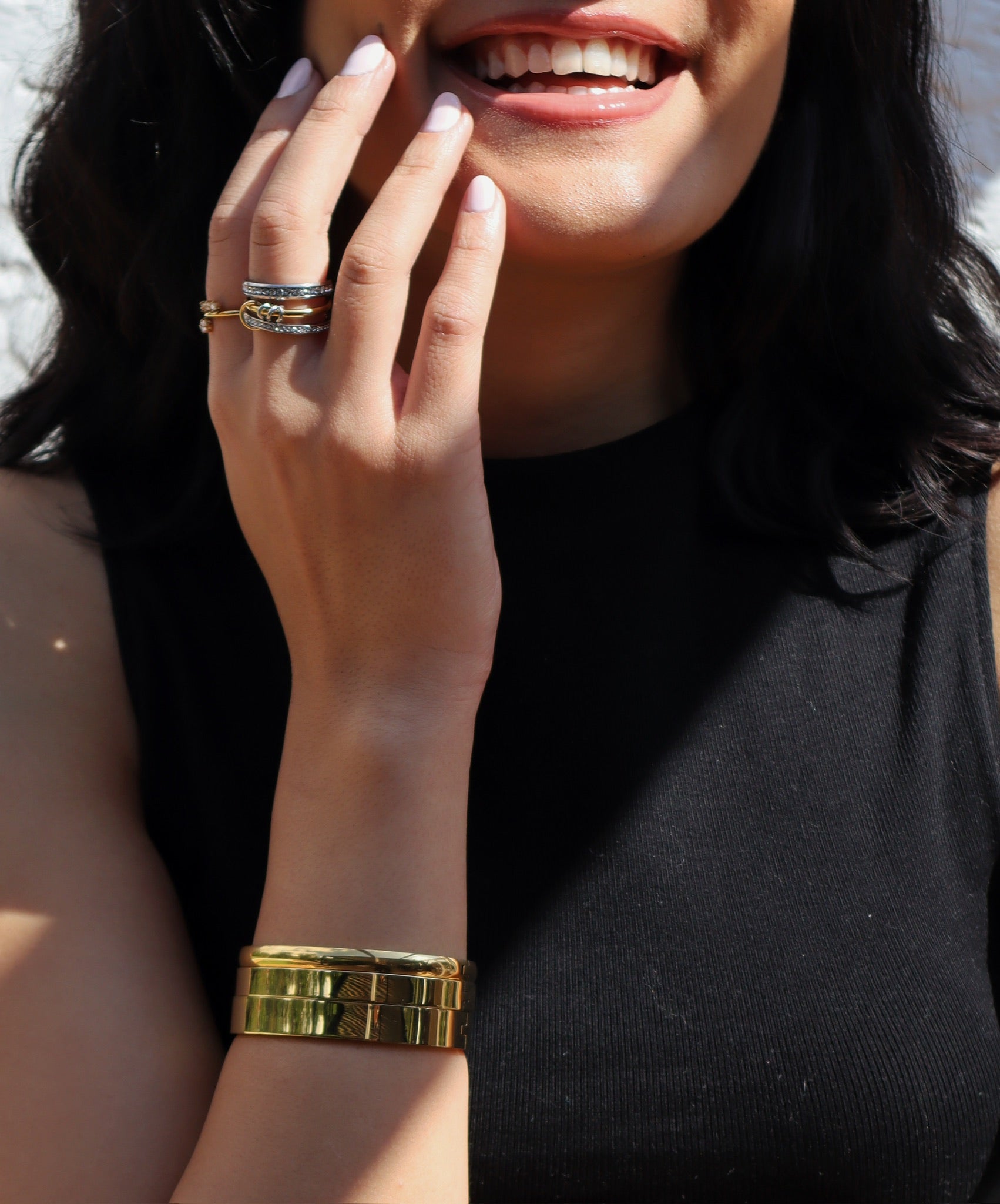 ZIA | Tarnish Free | linked 3 or 4 eternity bands Ring | Gold and Silver