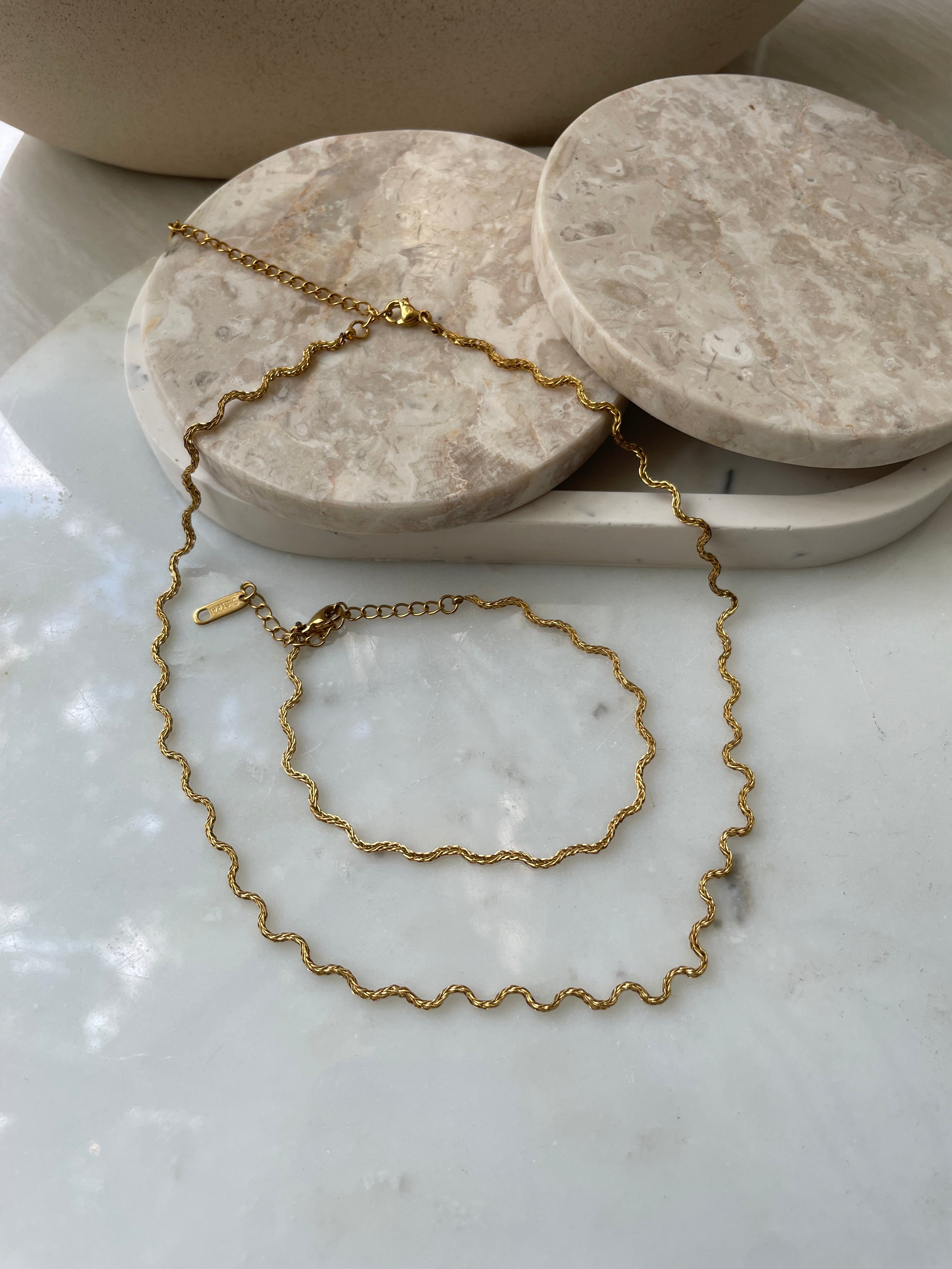 RIPPLE| Tarnish-Free|Gold Wavy Necklace/Bracelet