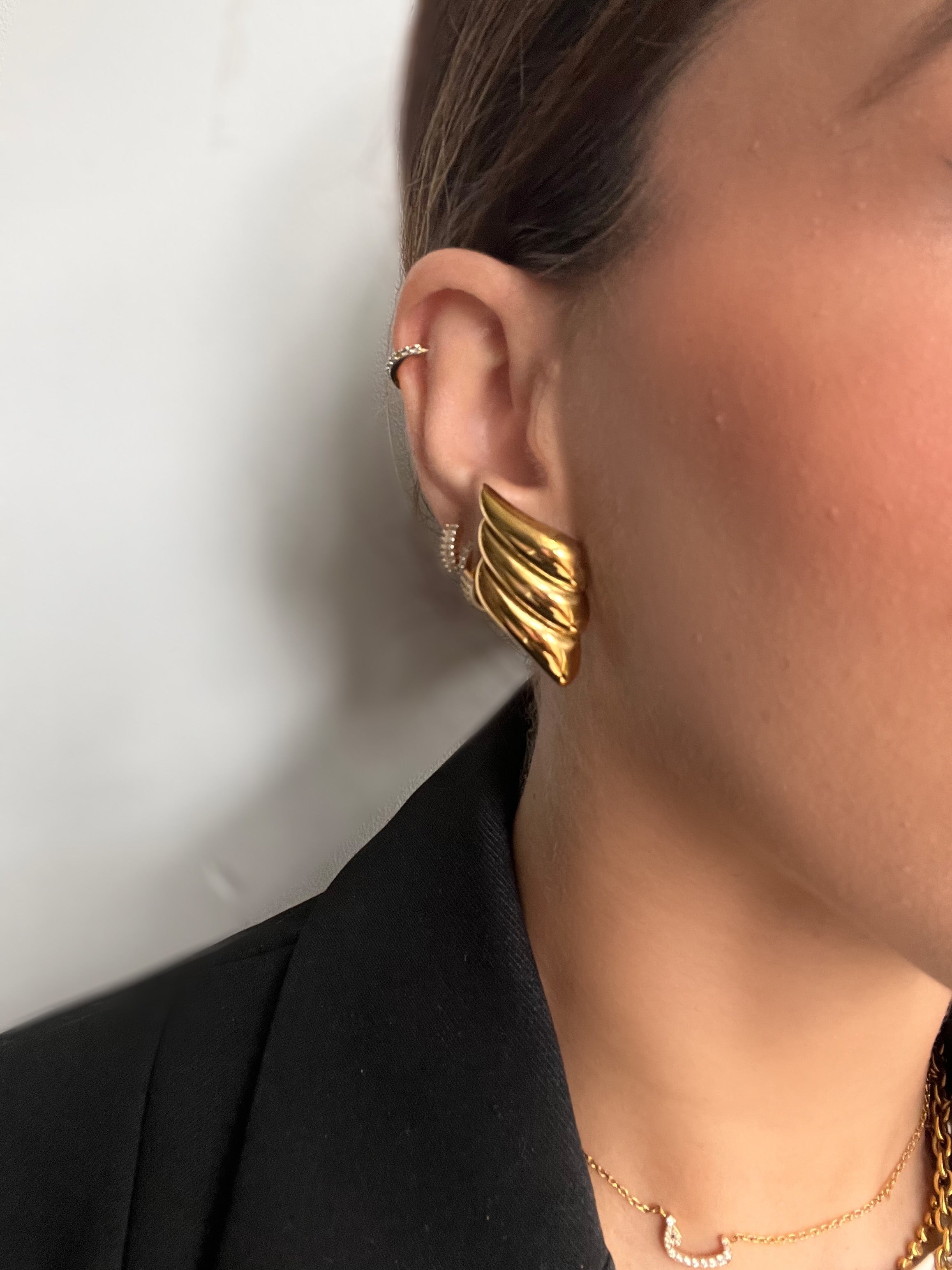 LEONA | Tarnish Free | Gold/Silver Chunky Wing Stud | Earrings