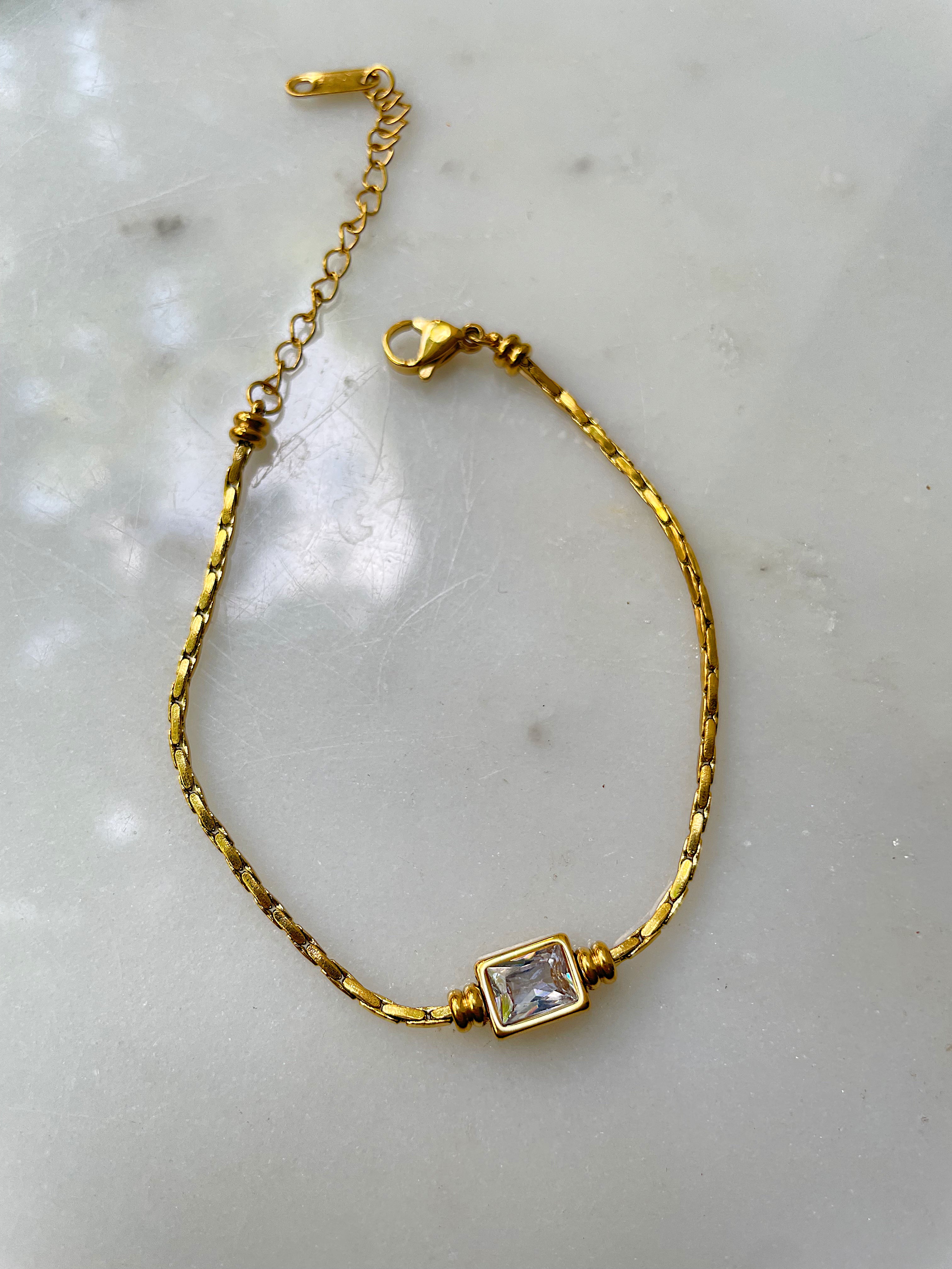 ALTAIRA | Tarnish-Free | Gold/Silver | Cubic Zirconia Rectangular Drop | Necklace/Bracelet