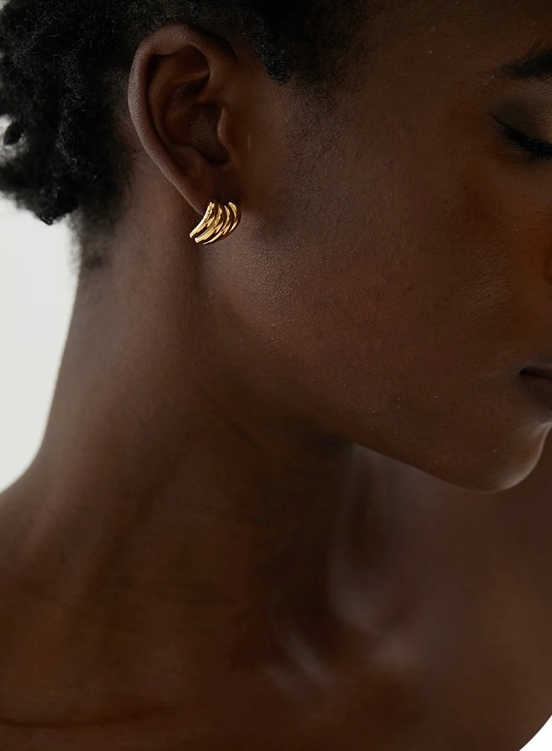 WORTHY | Tarnish Free | Gold/Silver Mini Ridged Curved Stud | Earring