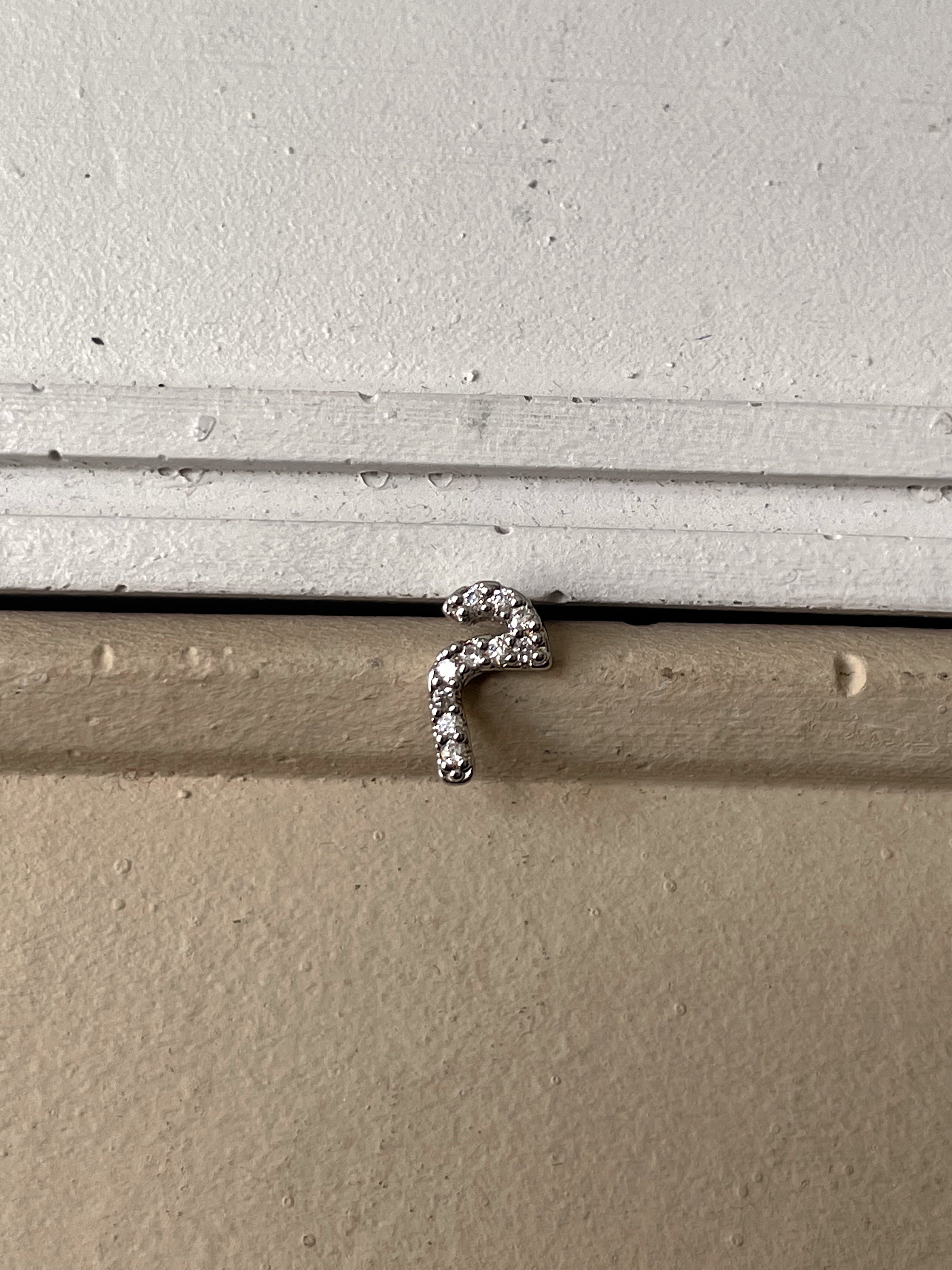 DAZZLING SILVER ARABIC INITIAL EARRING | Cubic Zirconia | SINGLE PIECE