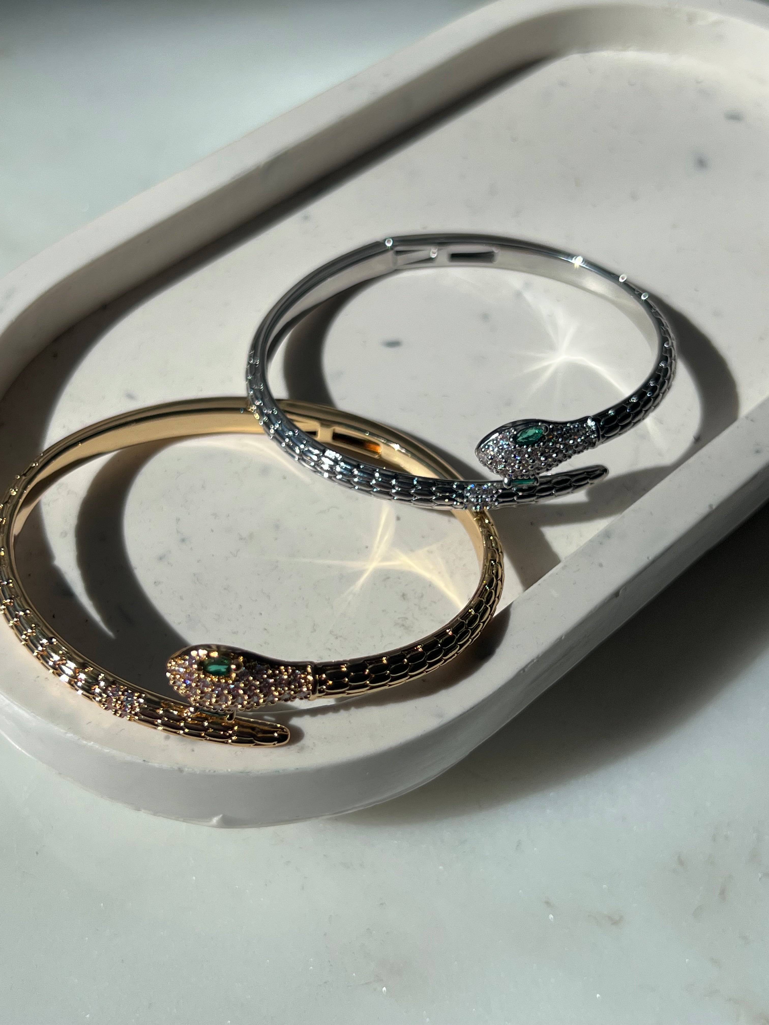 SLITHER| Gold/Silver Snake Shaped Bangle