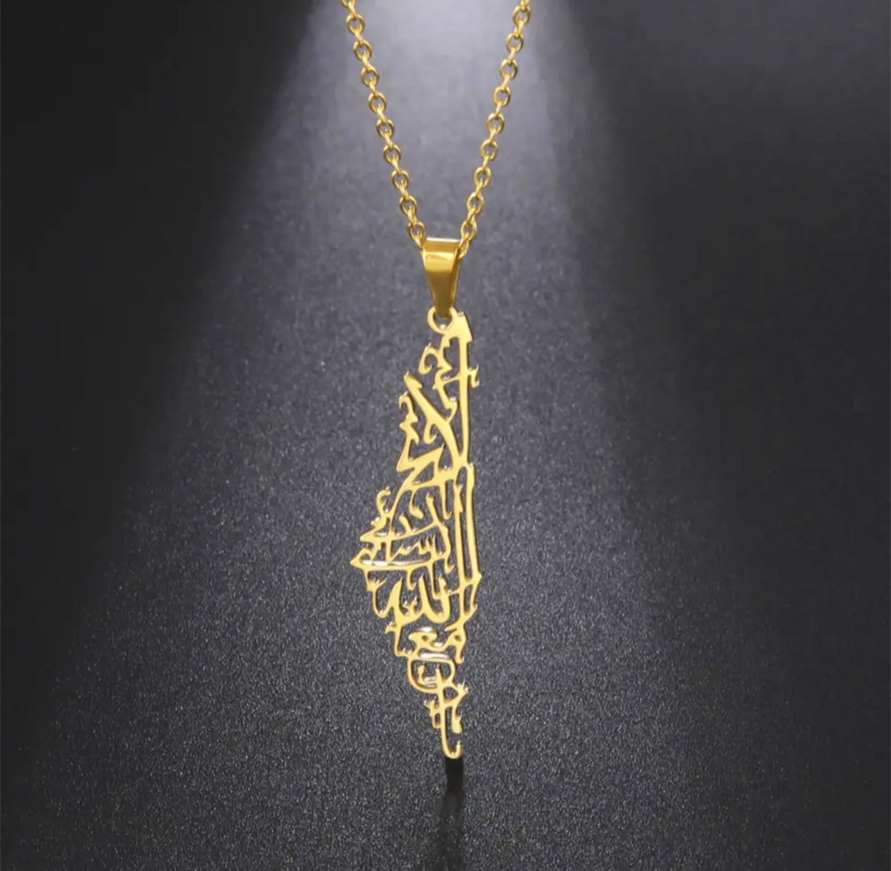 CALLIGRAPHY FOR PALESTINE I PALESTINE MAP | Tarnish Free I Gold/Silver/Rose-Gold Necklace
