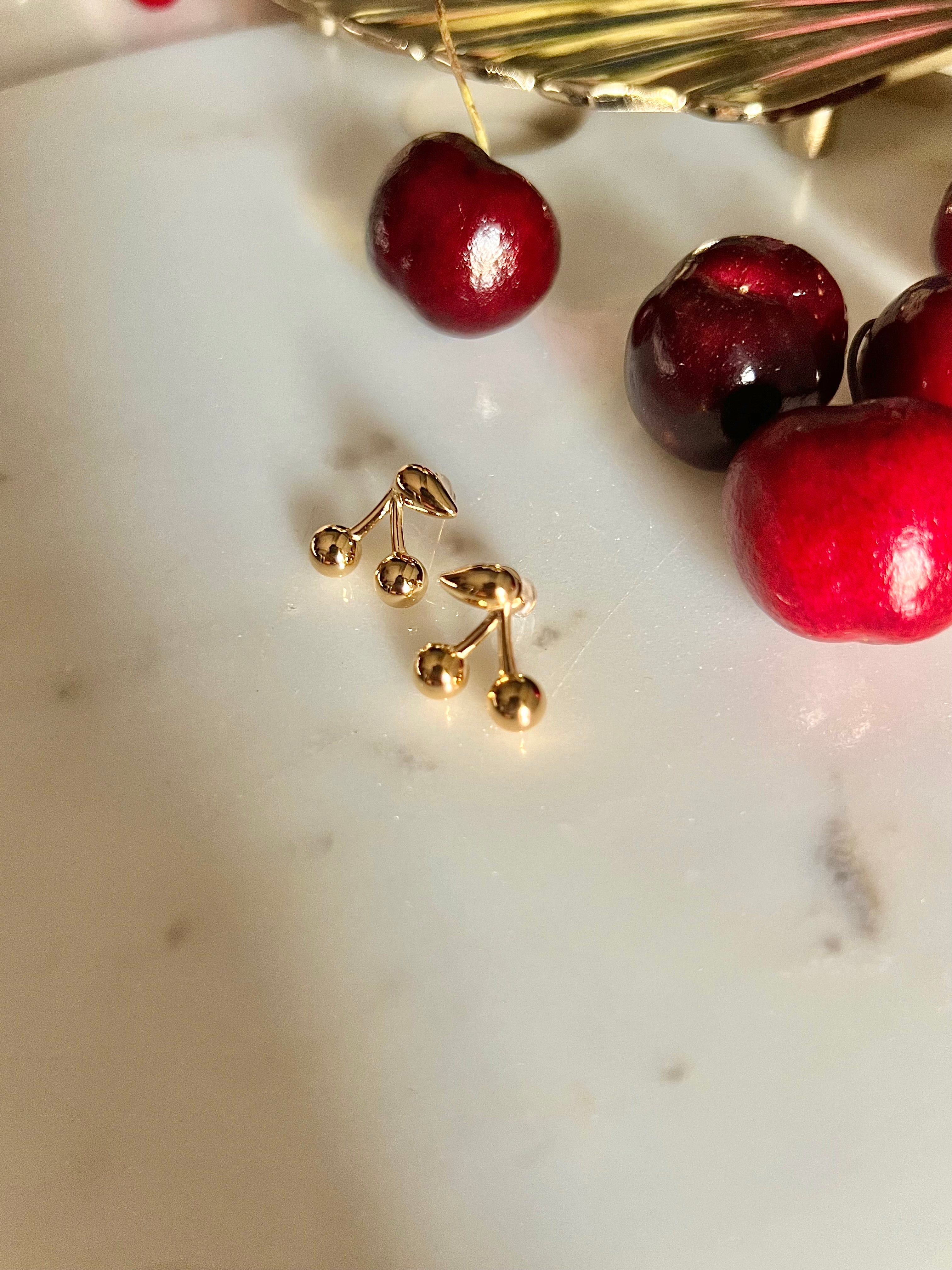 CHERRY BOMB 🍒 | Tarnish Free | Gold Cherry Studs | Earrings