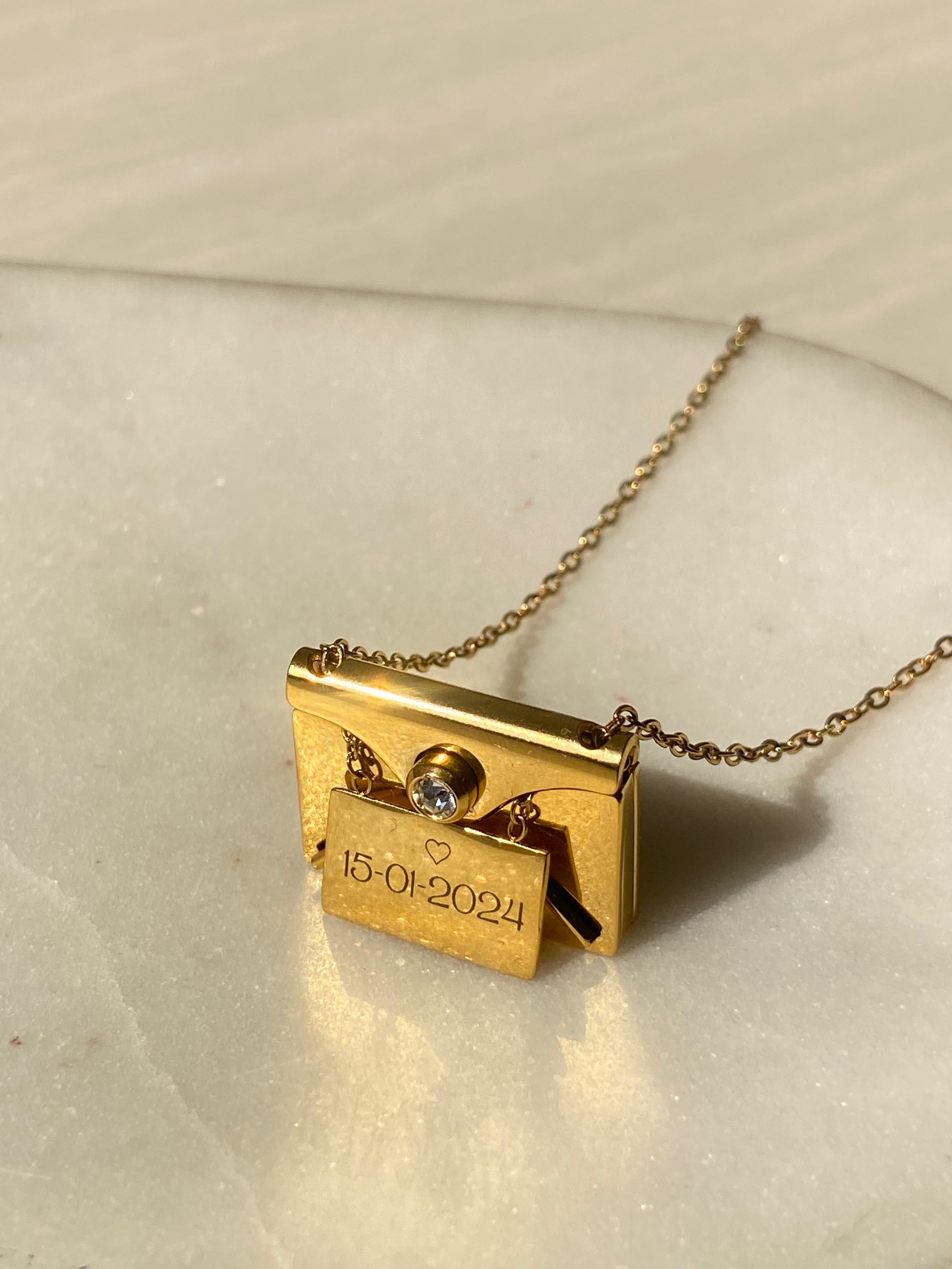 ENVELOPE LOVE + ENGRAVING| Silver/Gold/Rose Gold Necklace | Tarnish-Free