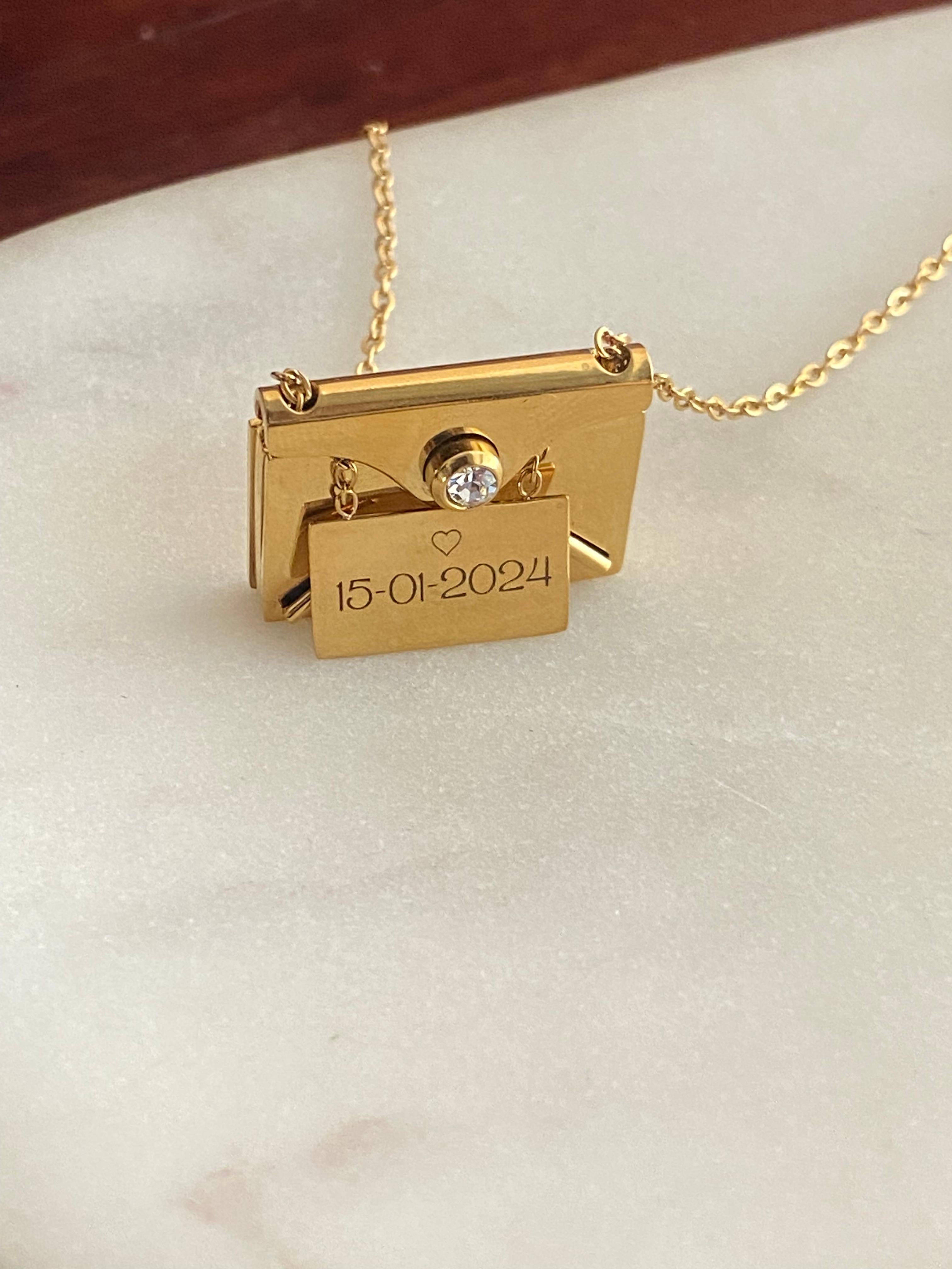 ENVELOPE LOVE + ENGRAVING| Silver/Gold/Rose Gold Necklace | Tarnish-Free