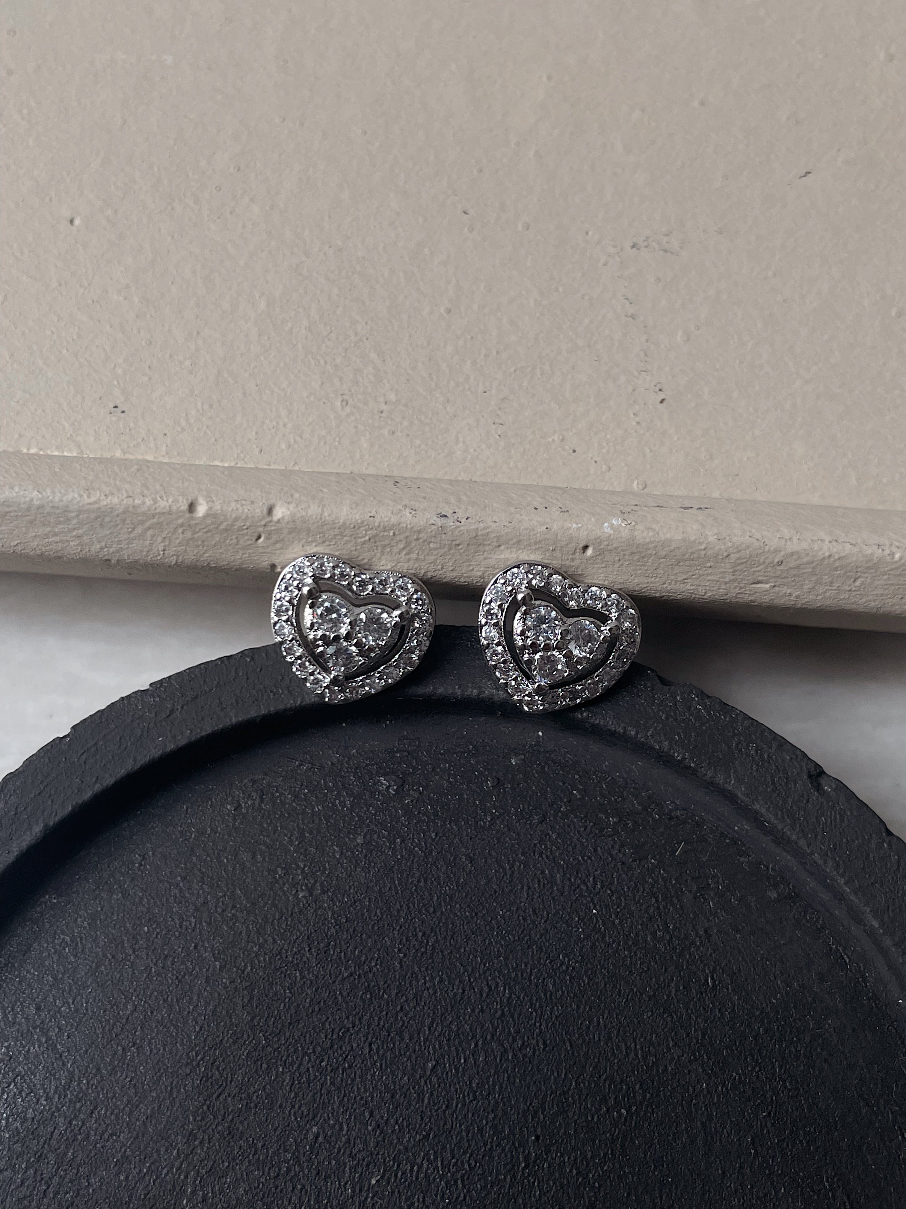 HEARTED | AAA Grade Cubic Zirconia | Silver Heart Stud | Earrings