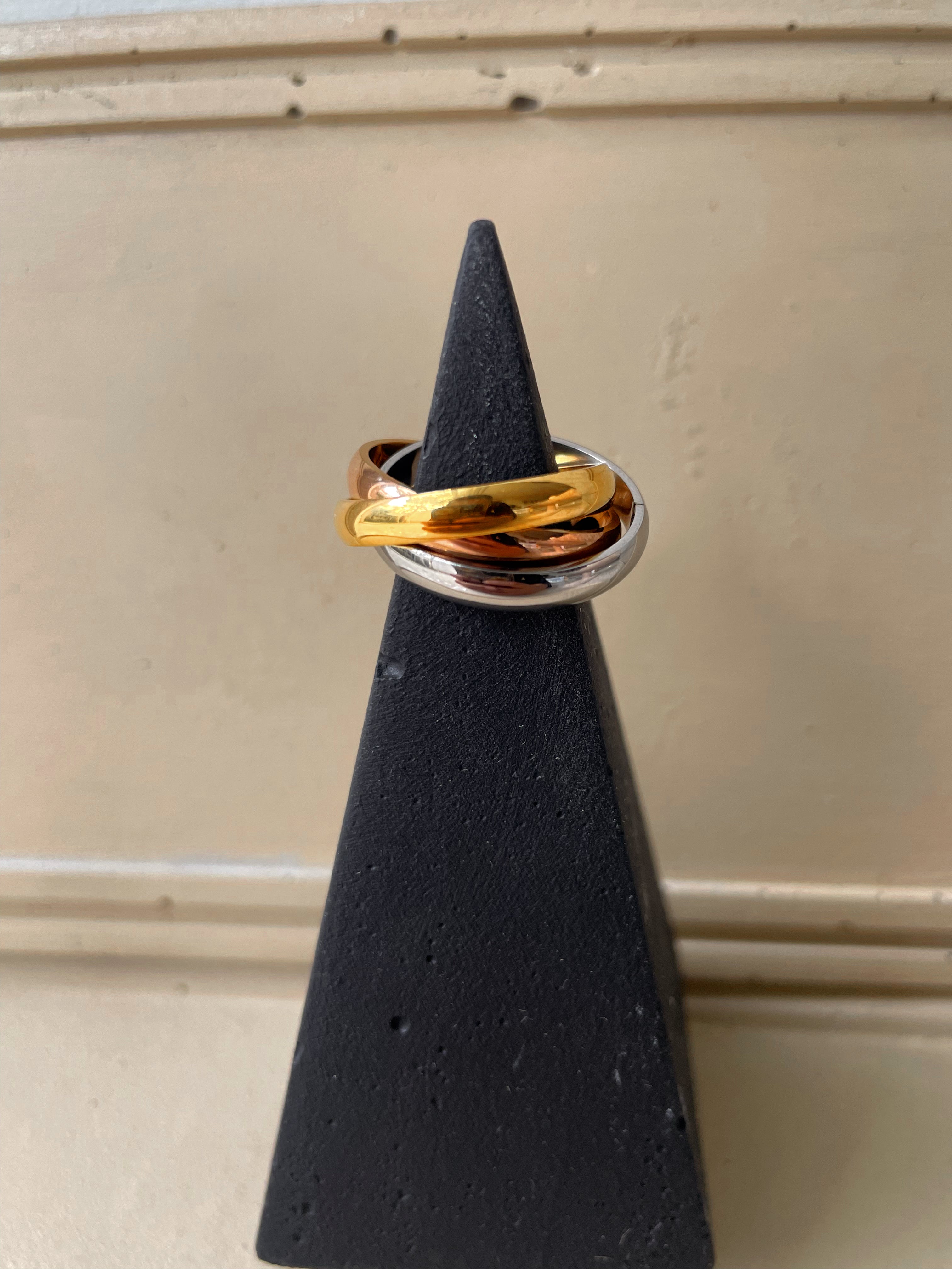 INTERTWINE RING | Tarnish Free | Stainless Steel | Three Tone Round Cut Triple Layer | Ring