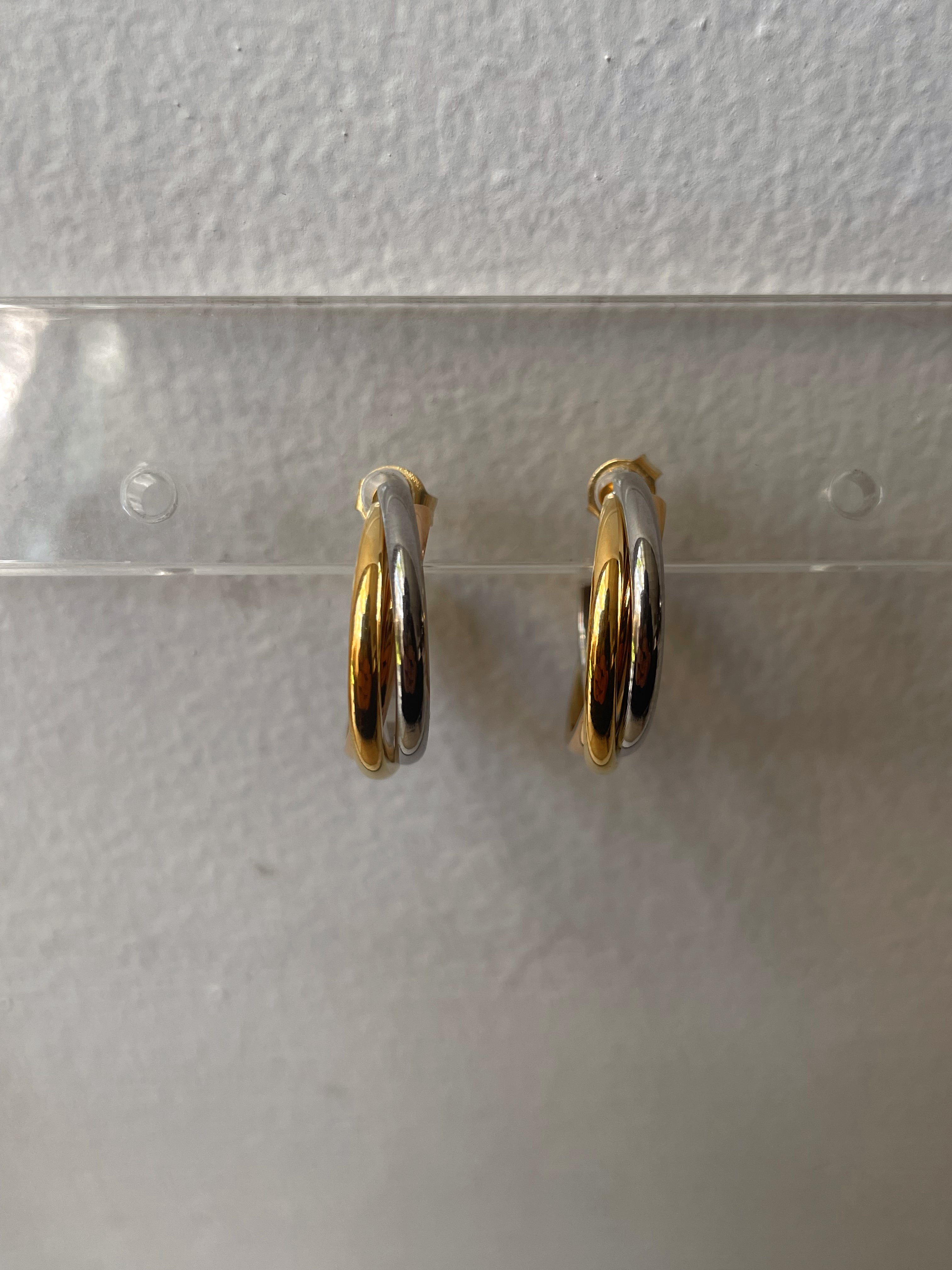 INTERTWINE | Tarnish Free | Stainless Steel | Three Tone Round Triple Layer | Earring