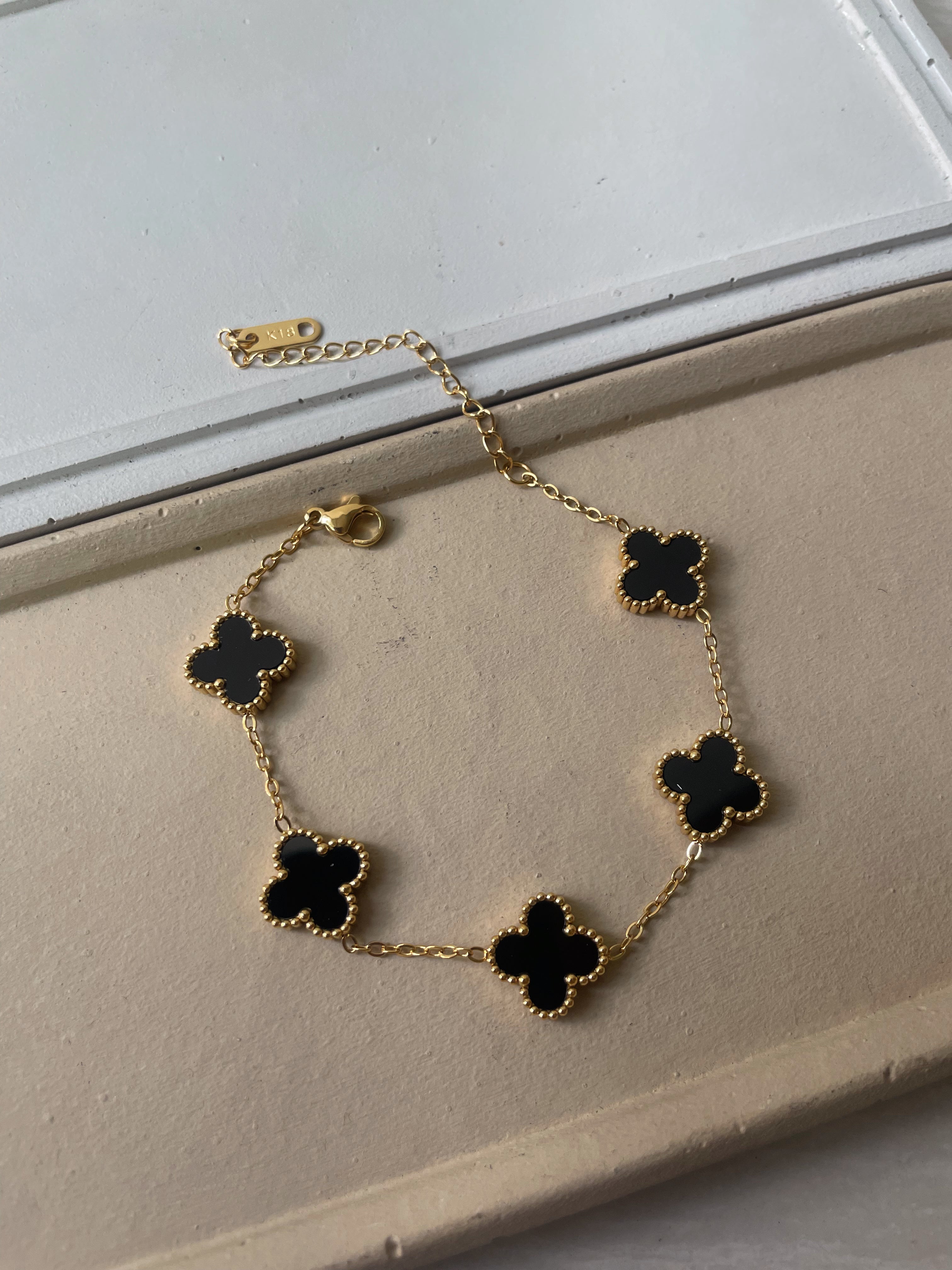 FLOWER MULTI BRACELET | Tarnish Free | Gold Black/White Multi-Flower | Bracelet