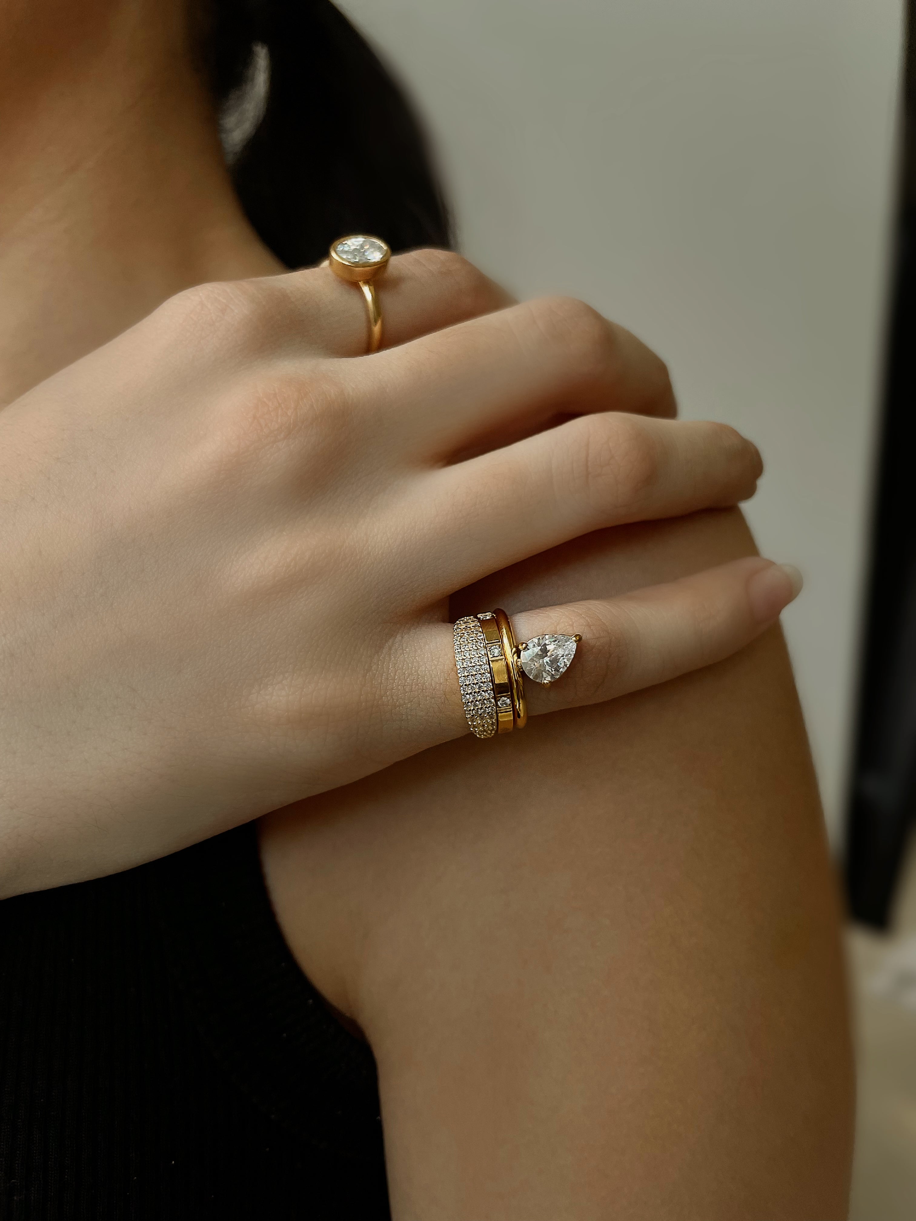 Daydream| Tarnish-Free| Thin Encrusted Designer-Inspired Pinky Ring