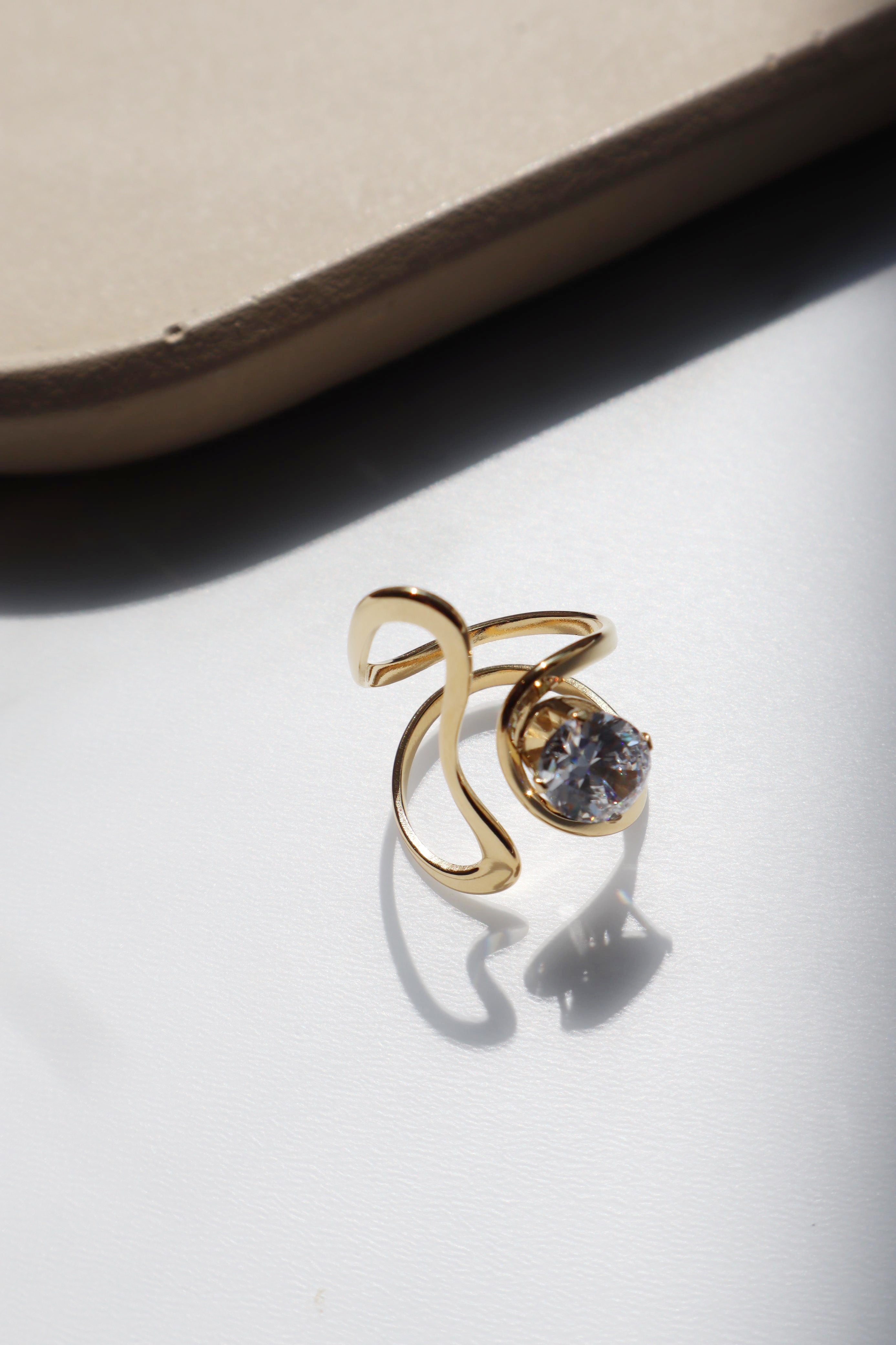 GEOMETRIC| Tarnish-Free| Geomtric Shaped Gold Ring|Adjustable