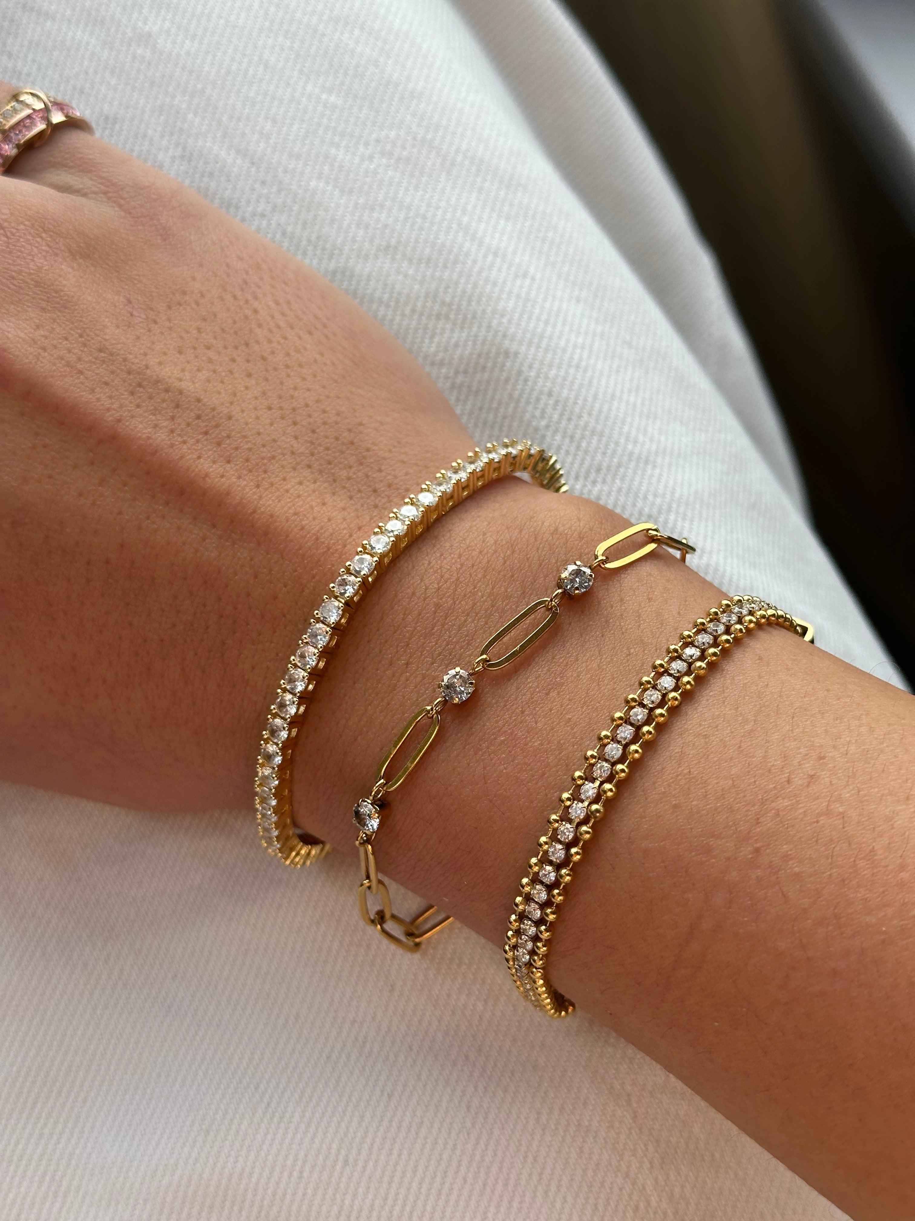 TARA| Tarnish-Free| Woven Bracelet with Cubic Zirconia