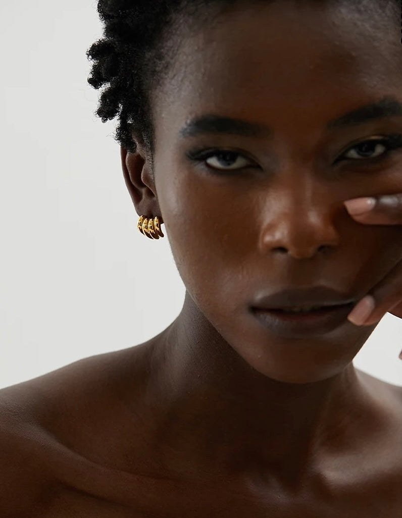 WORTHY | Tarnish Free | Gold/Silver Mini Ridged Curved Stud | Earring